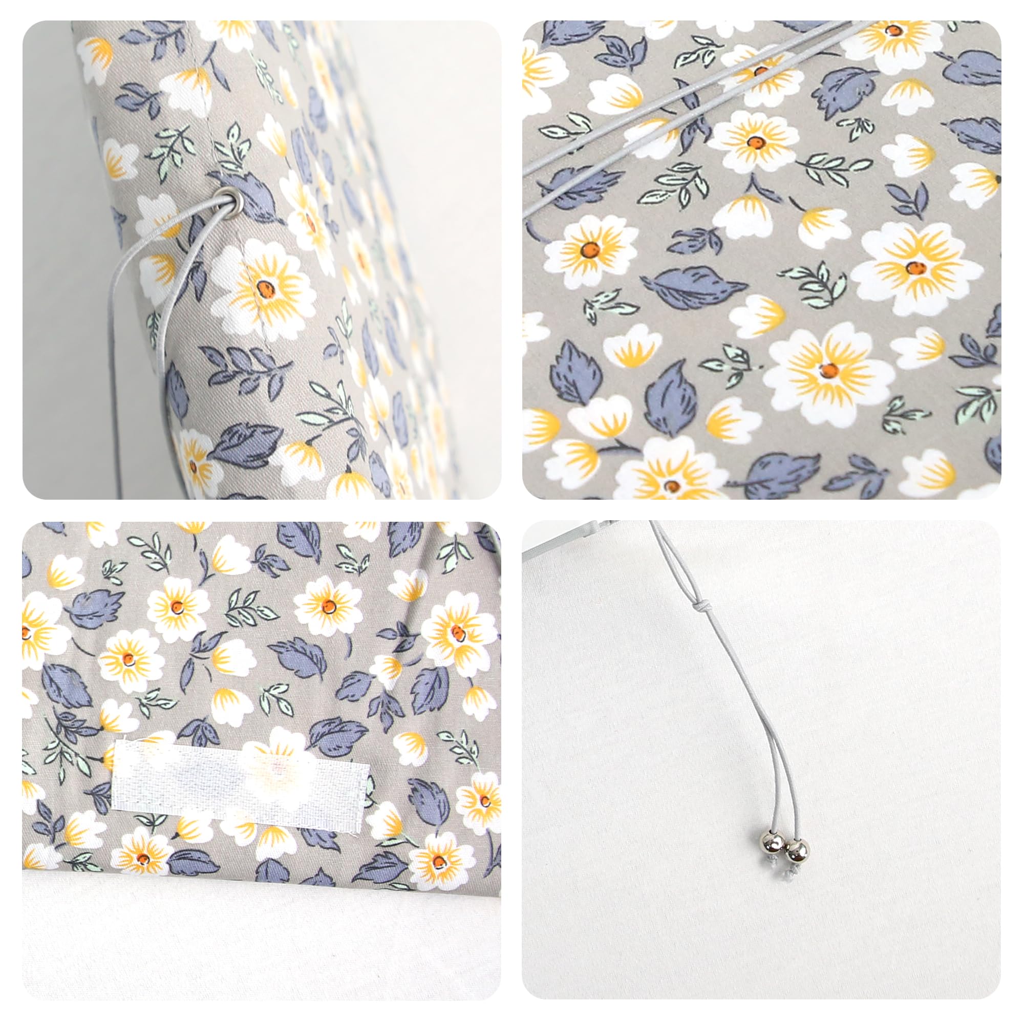 Couverture de livre en Coton Housse de Protection Ajustable avec Fermeture Scratch Gris
