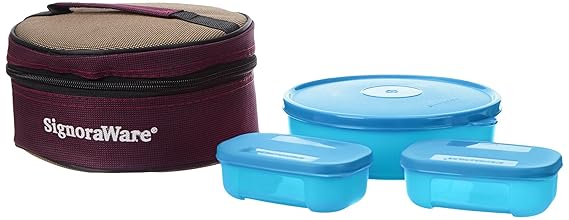Signoraware Classic Lunch Box Set with Bag, T Blue