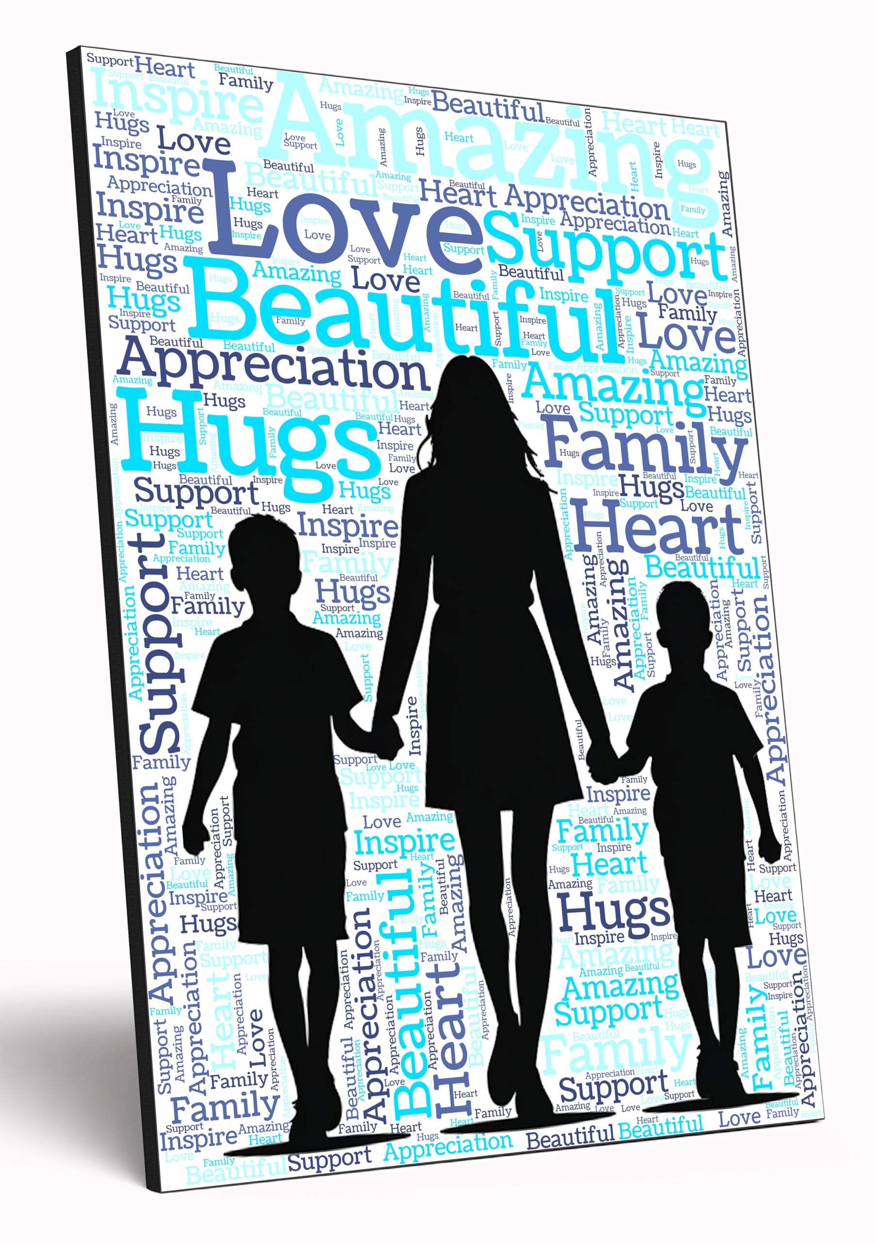 The Plum Penguin Mama Silhouette Personalised Wooden Word Cloud Wall Art A4 Photo Print Gift For Her Mother’s Day Mum From Kids