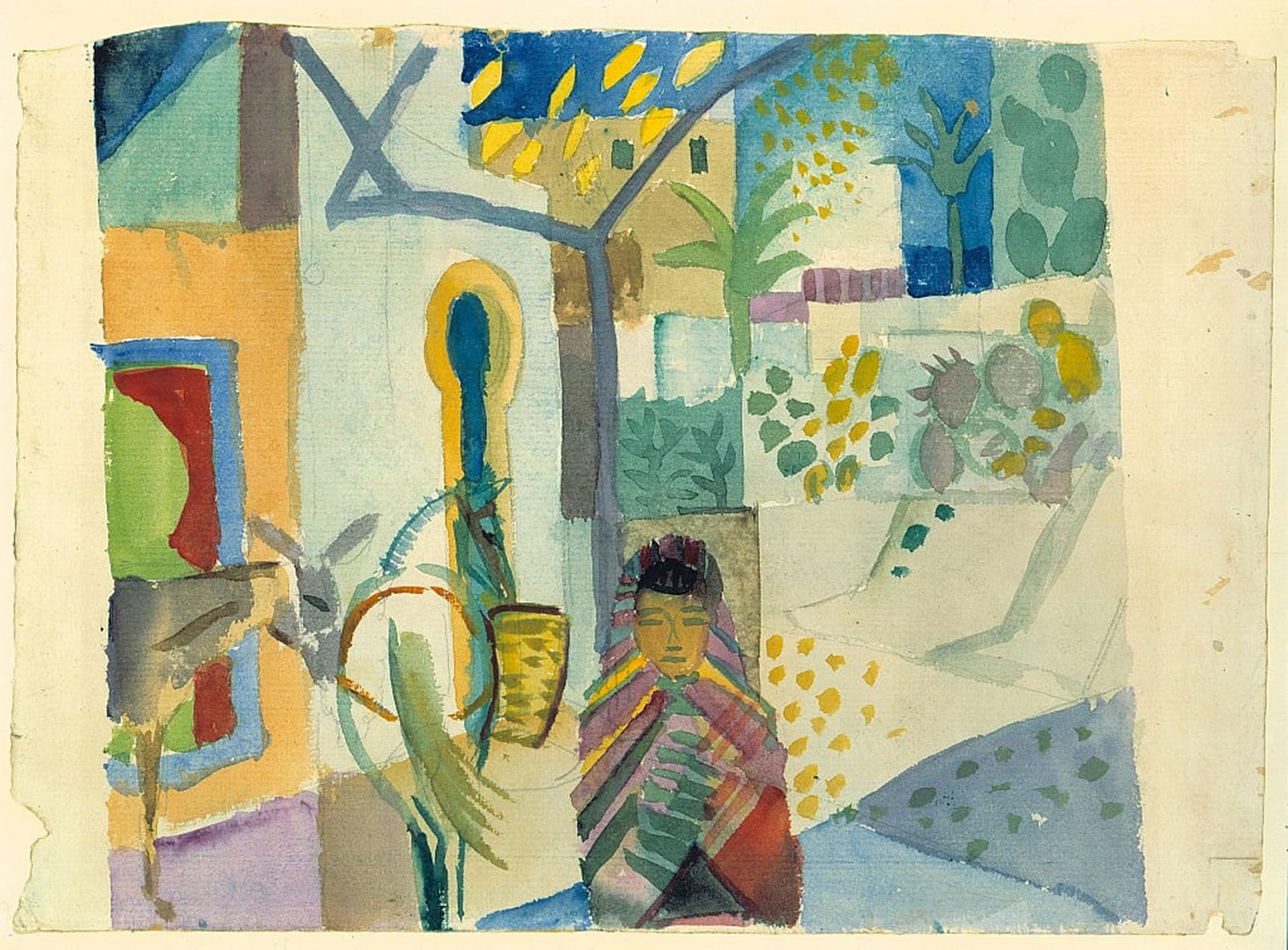 POSTERIIk Famous Print Pop Art Wall Art Graffiti Young Girl with Horse and Donkey by August Macke Art Prints for Home Decor 60x90cm