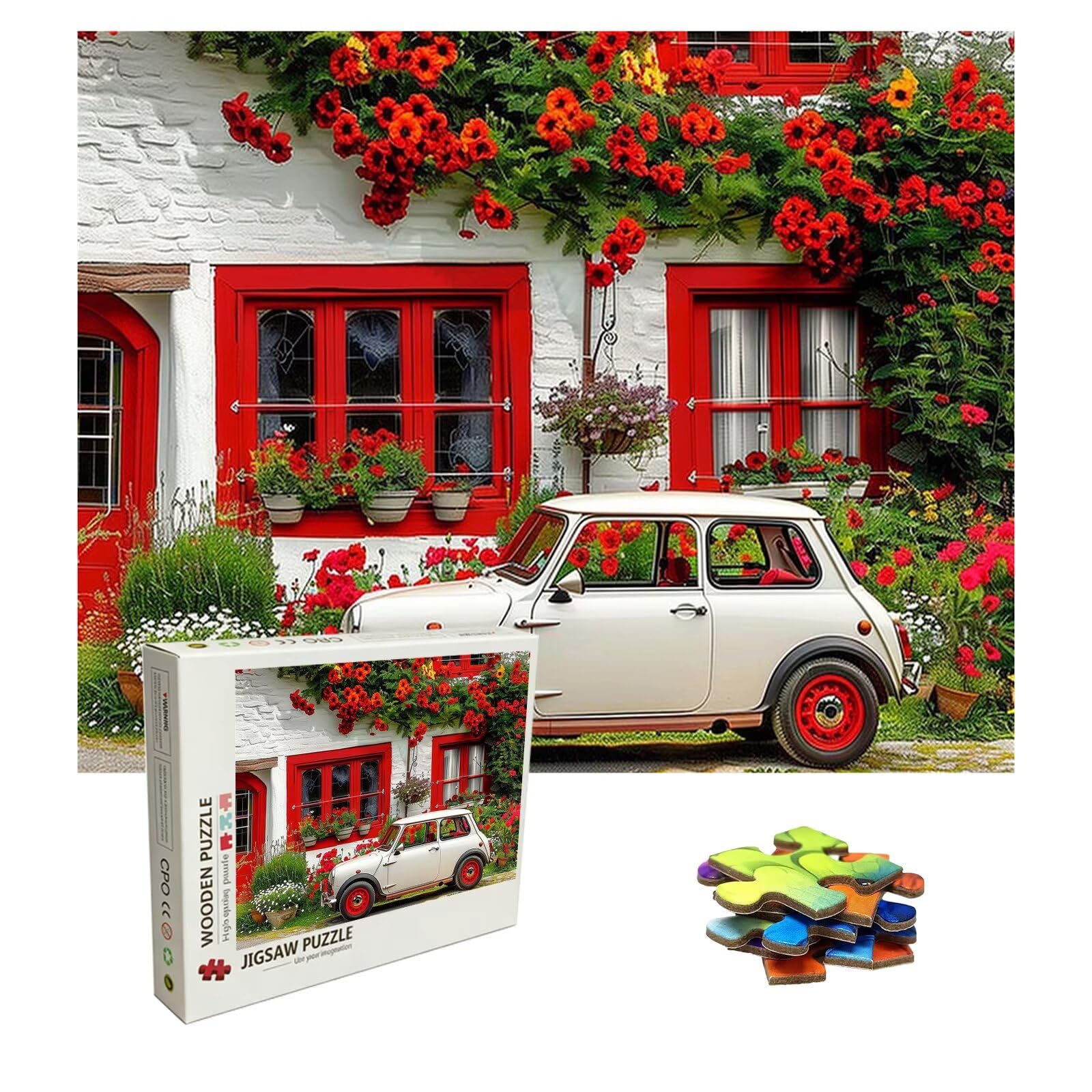 Samochodowe puzzle 1500 elementów, trudne puzzle, drewniane puzzle dla całej rodziny, zestaw "zrób to sam", dla dorosłych, nadają się jako dekoracja ścienna i prezenty dla kobiet, temat: roślina 8p