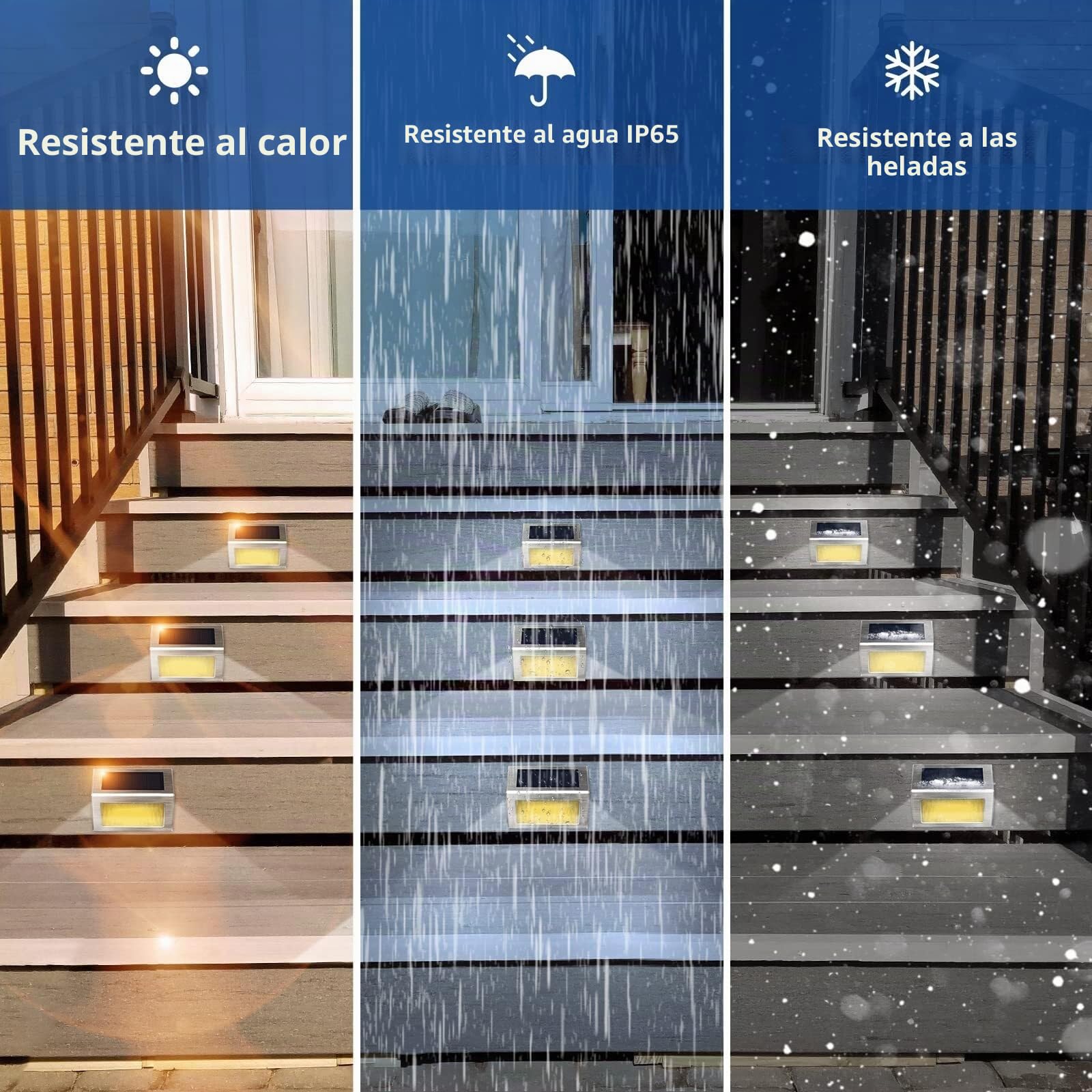Foco Led Exterior, Paquete de 10 Luces solares for Cubierta,Acero Inoxidable,Luz Solar LED for Escalera,Lámparas de Seguridad for Exteriores Impermeables