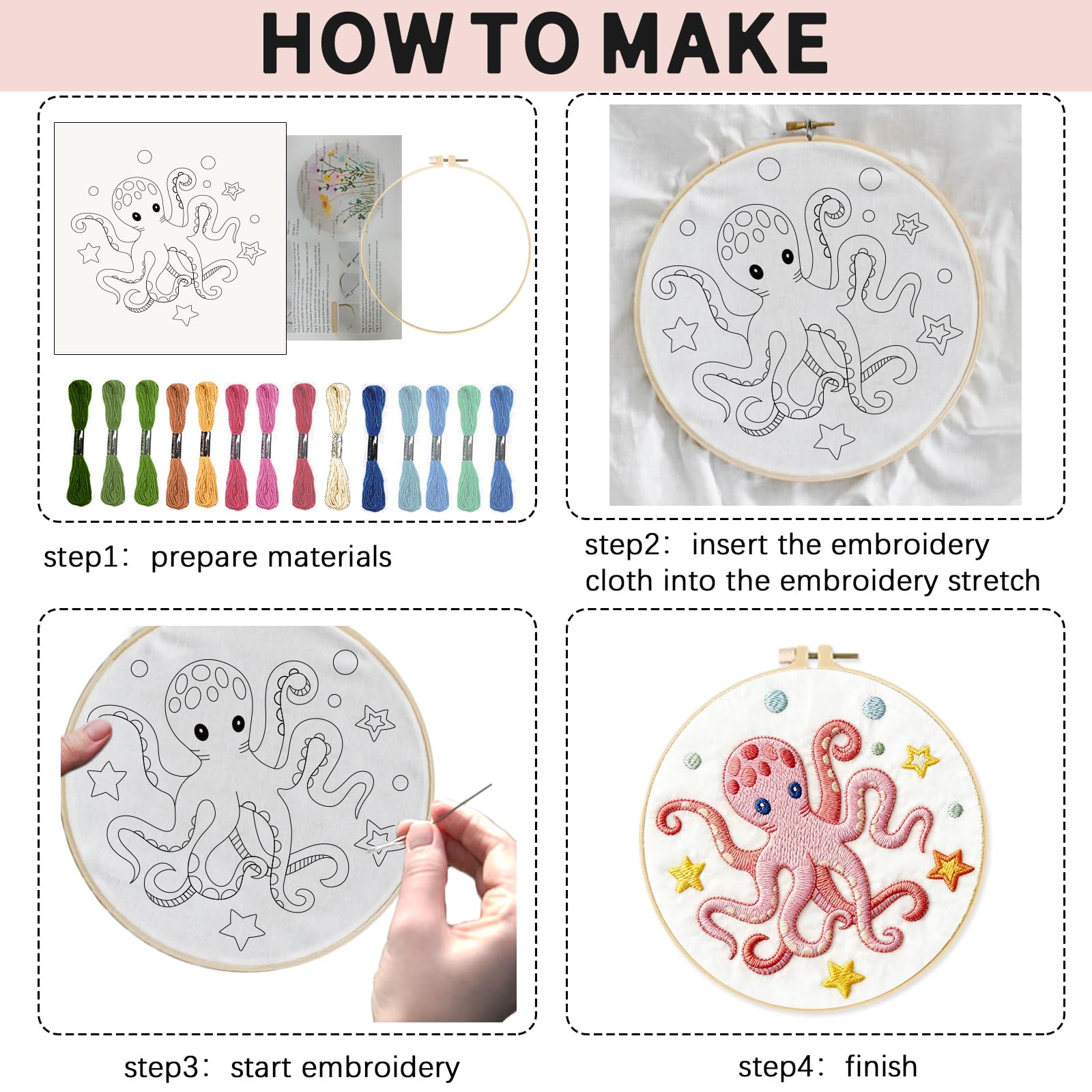 INFUNLY 6 stuks boeken kruissteek bladwijzer kit voor beginners DIY vlinder bloem gestempeld borduurwerk bladwijzer kits maan vogel naaldpunt kit met instructie eenvoudige kruissteek set voor boek