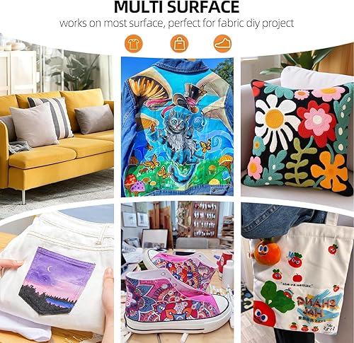 Miniatura 7 de Colorful Juego de Pintura de Tela para Ropa de 12 Colores - Kit de Pintura Textil Permanente para Zapatos, Lienzo - Juego de Pintura Antideslizante