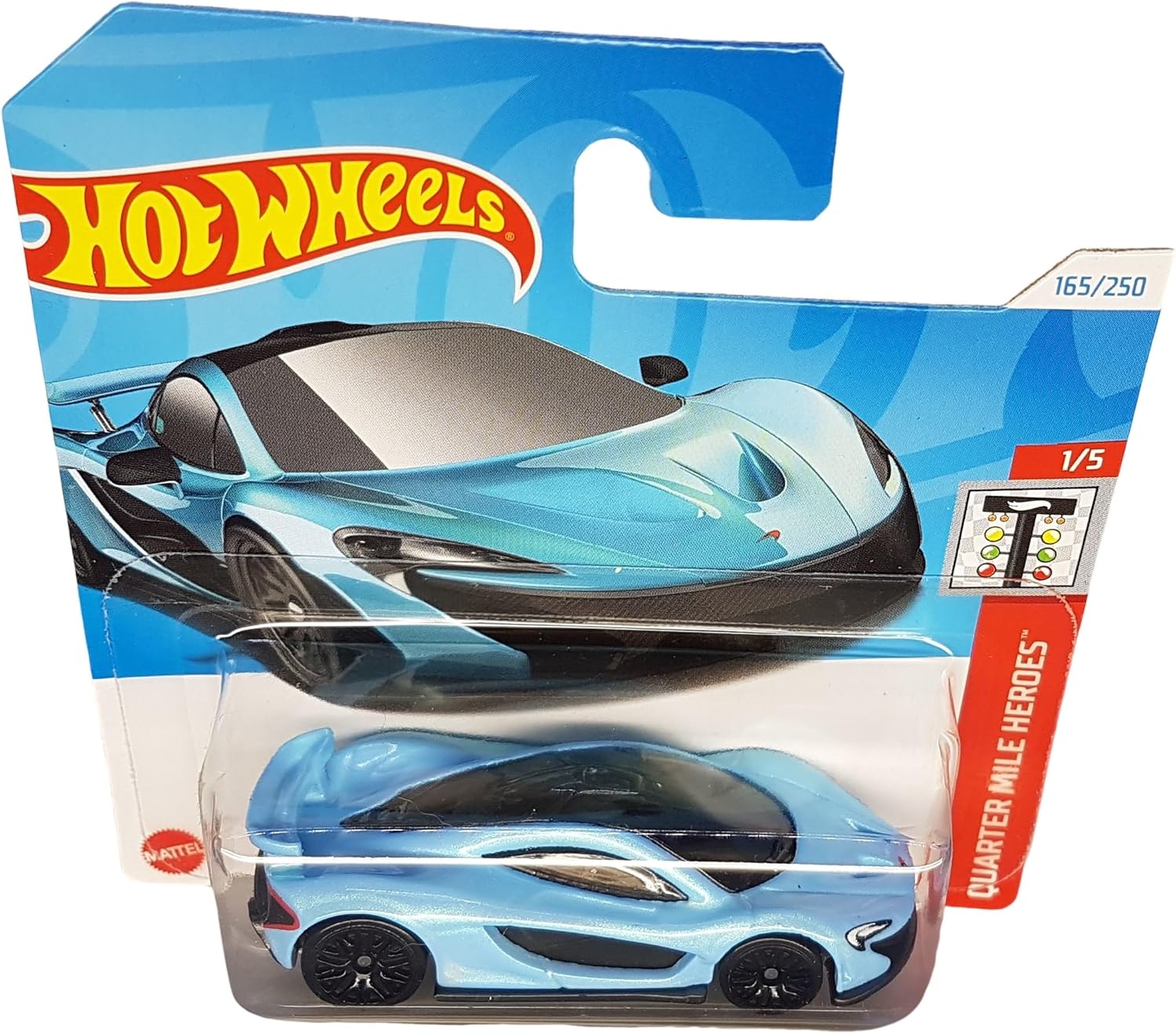 Hot Wheels - McLaren P1 - Quarter Mile Heroes 1/5 - HTB85 - Short Card - Sports Car - Light Blue Metallic - Mattel 2024 - 1:64