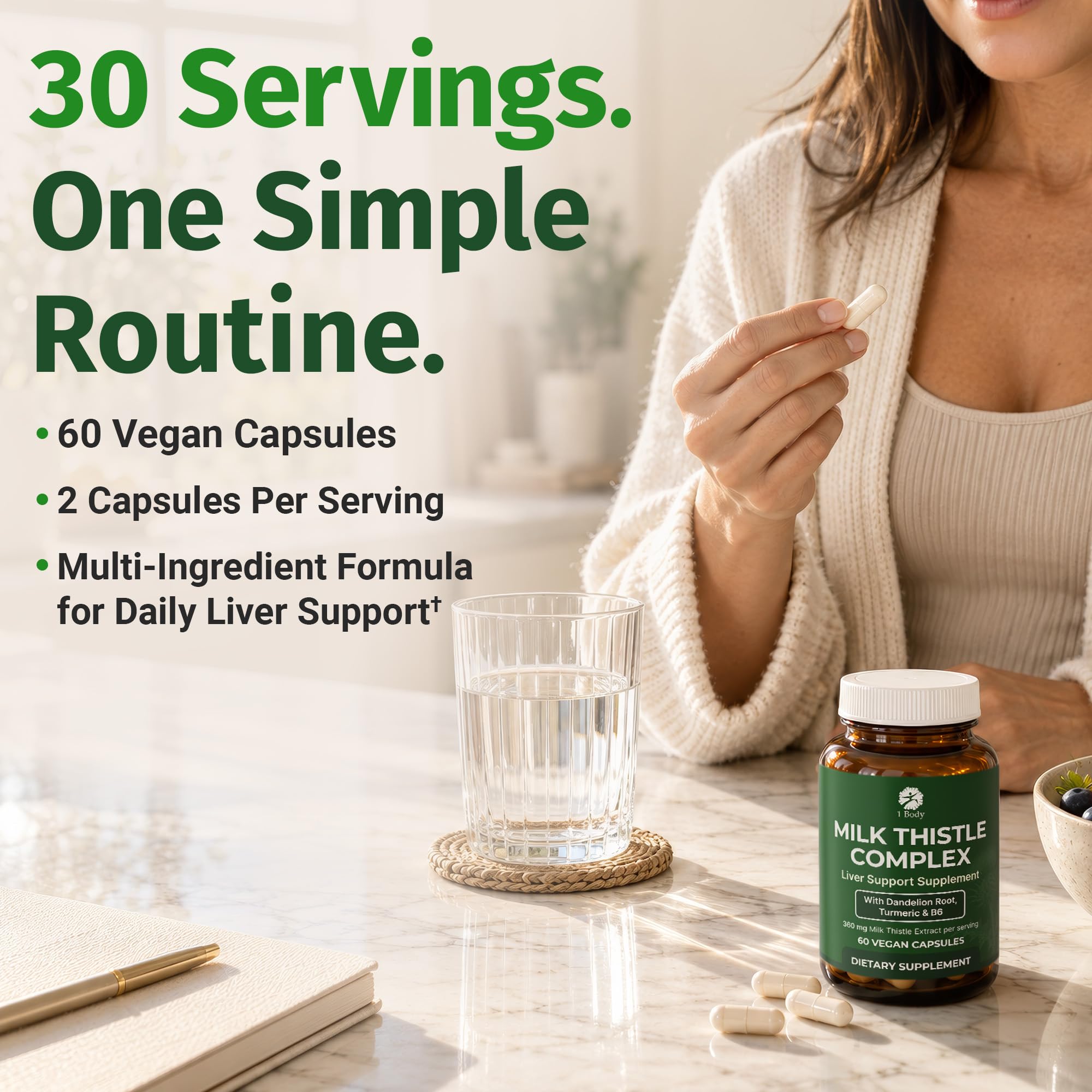 1 Body Milk Thistle Complex, Liver Support, 60 Vegan Capsules, 30 Servings — Amazon image 8