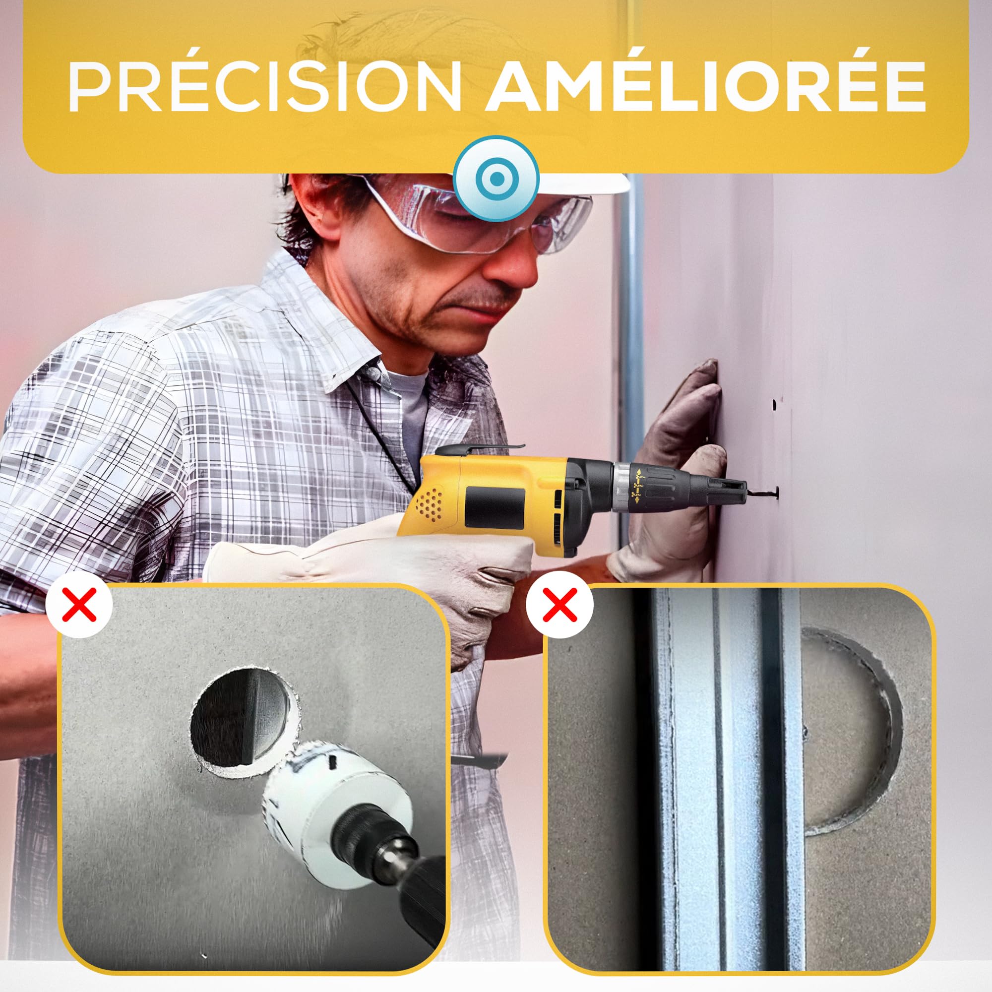 Aimant Pour Placo Puissant Neodyme Magnetic Target (nouvelle version) Detecteur de rail et Montant dans Cloison. Outil ideal pour Plaquiste Electricien Plombier. Outillage pour Vis Cheville
