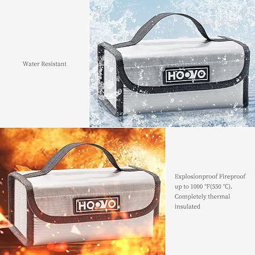 Miniatura 5 de HOOVO Lipo Bolsa de batería  Protector de almacenamiento ignífugo y a prueba de explosiones, protector para baterías DJIRC  2 unidades, acomoda 4