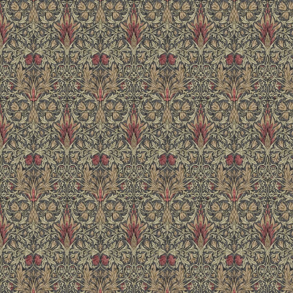 William Morris Snakeshead Cotton Panama Digital Fabric Floral Damask Upholstery (Sold Per Half Metre) (Mocha)