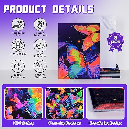 Miniatura 5 de Tutmyrea Paneles acústicos artísticos, de 48 x 32 pulgadas, autoadhesivos, a prueba de sonido, paquete de 8 paneles acústicos de pared