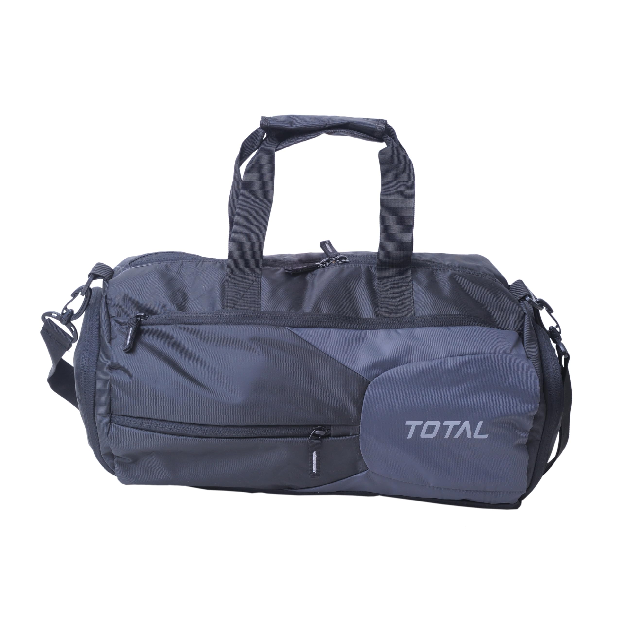 Total Gym Duffle Bag with Separate Shoe Compartment | Unisex Sports Bag with Adjustable Shoulder Strap & Spacious Design | Durable Lightweight Travel & Fitness Bag for Men & Women | Black (28L)-image-5