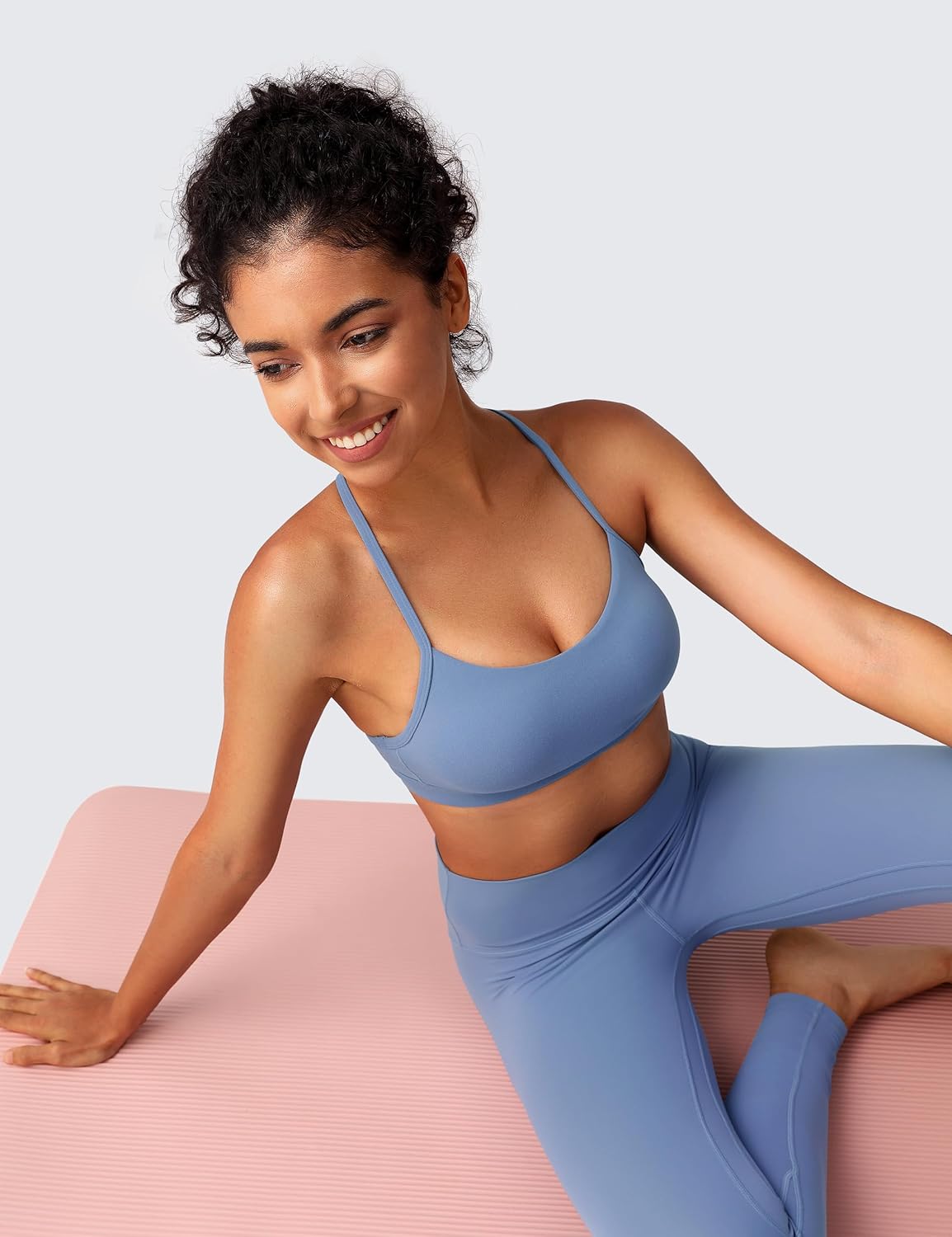 BAYDI Clouduxi Y Back Sports Bra for Women - Padded Racerback Spaghetti Strap Low Impact Workout Yoga Bra, A-C Cups