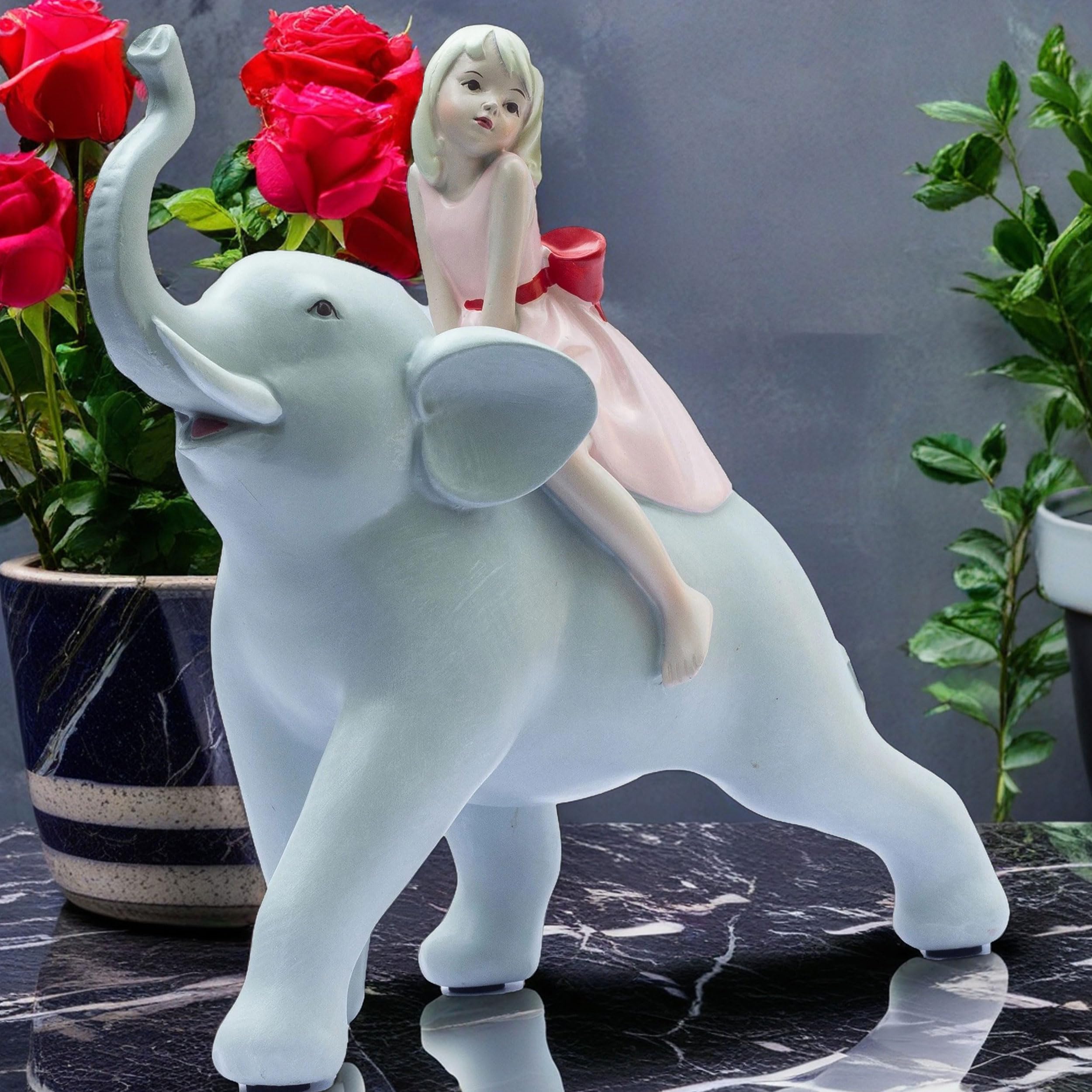 Adorable 8" Elephant & Girl Statue - Resin Tabletop Home Decor for Living Room, Showroom - Gift for Anniversary, Mother's Day, Wedding, Birthday, Housewarming, Diwali — photo — 6 of 8