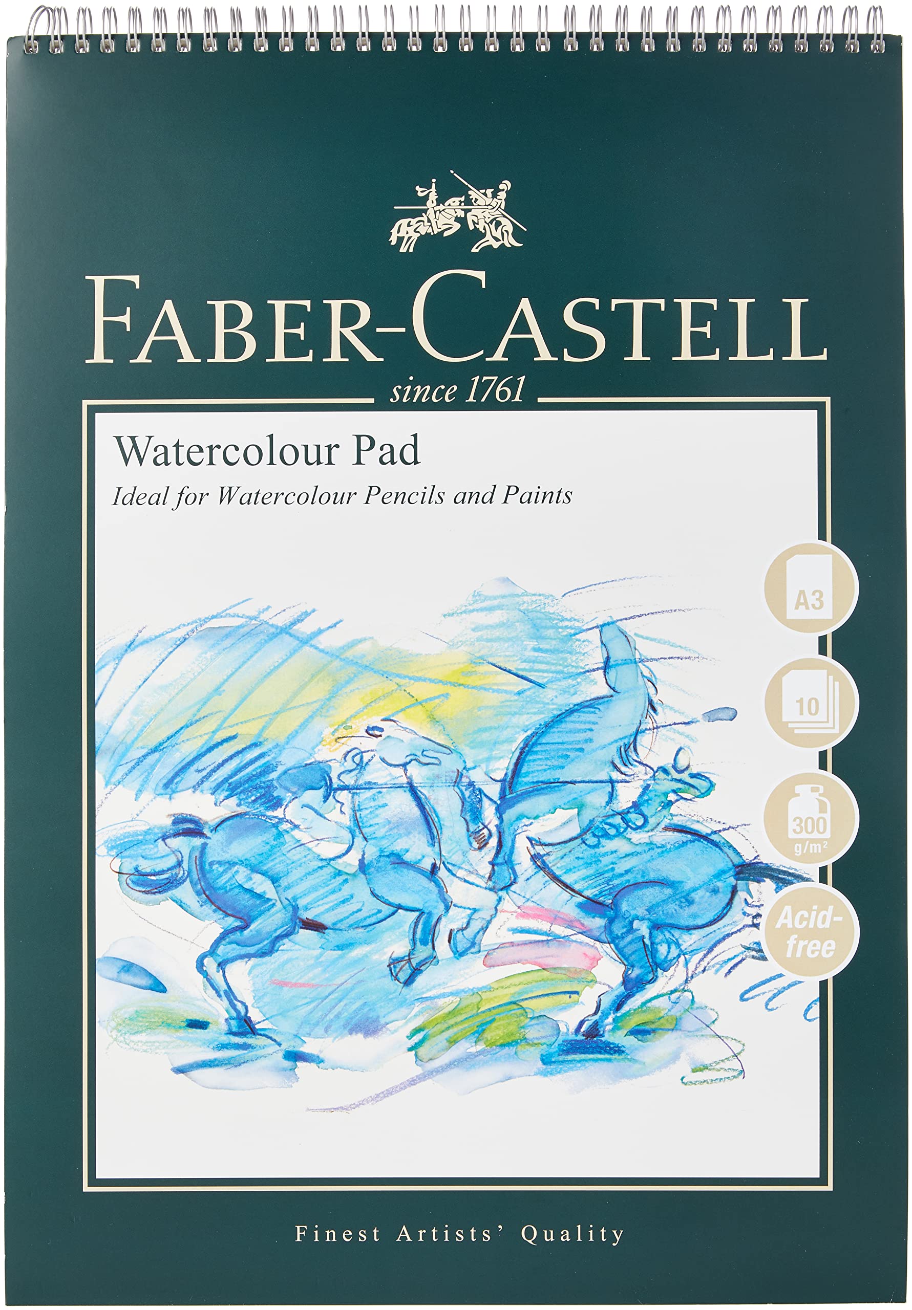 Faber-CastellArt & Graphic Watercolour Pad, A3, Acid Free Spiral Bound Paper Pad, 300 GSM, 10 Sheets For Watercolour Paint, Pencils And Markers, Arts, Craft, Home And School