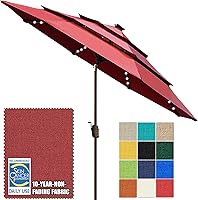 Vista 72 de EliteShade USA - Sombrilla solar de 9 pies / 2.74 metros, de 3 niveles, con 10 años sin decoloración, 80 luces LED para patio, mesa al aire libre