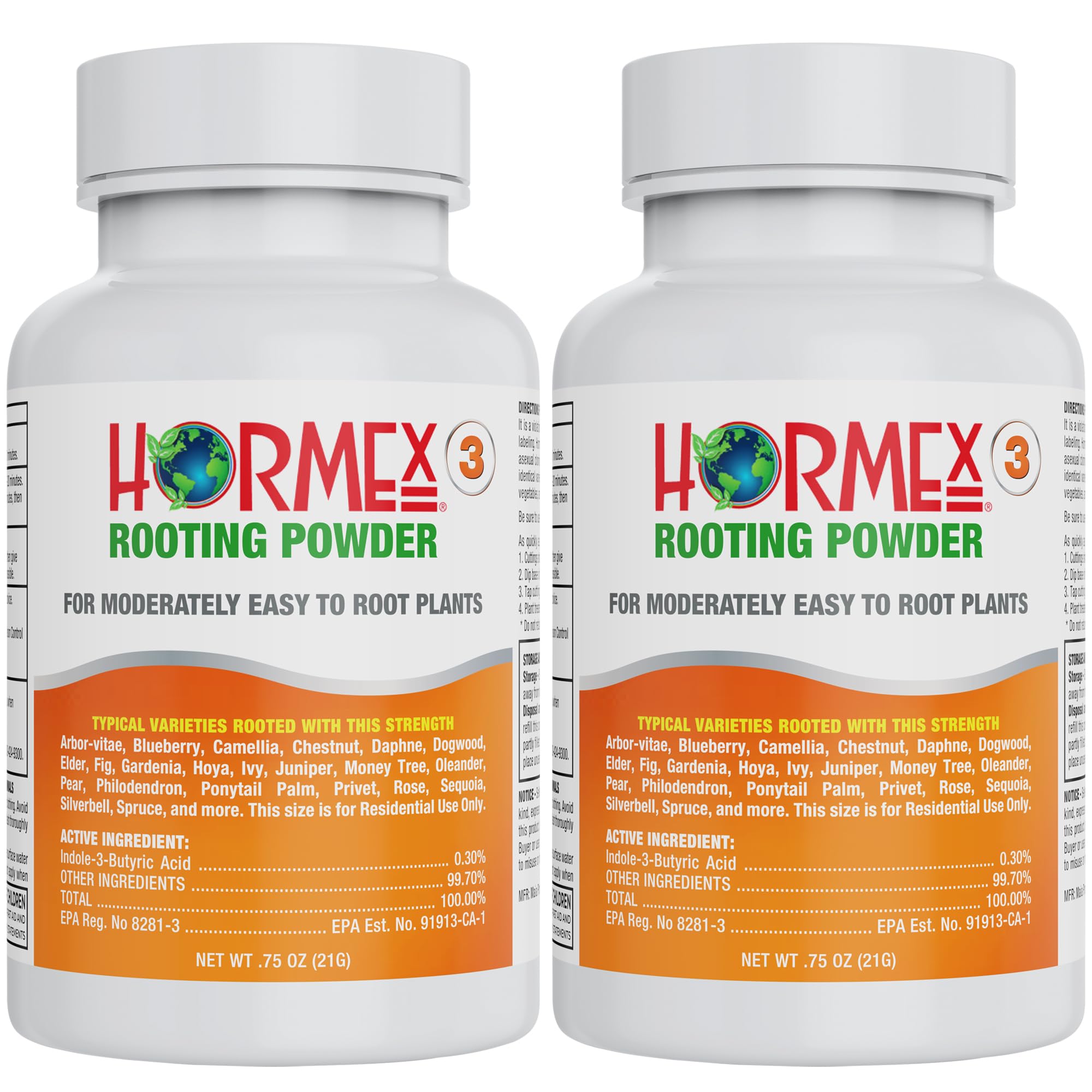 Hormex Rooting Hormone Powder #3 (0.30% IBA) for Common Houseplants, Flowers & Garden Varieties - Starter Strength Root Stimulator & Growth Hormone