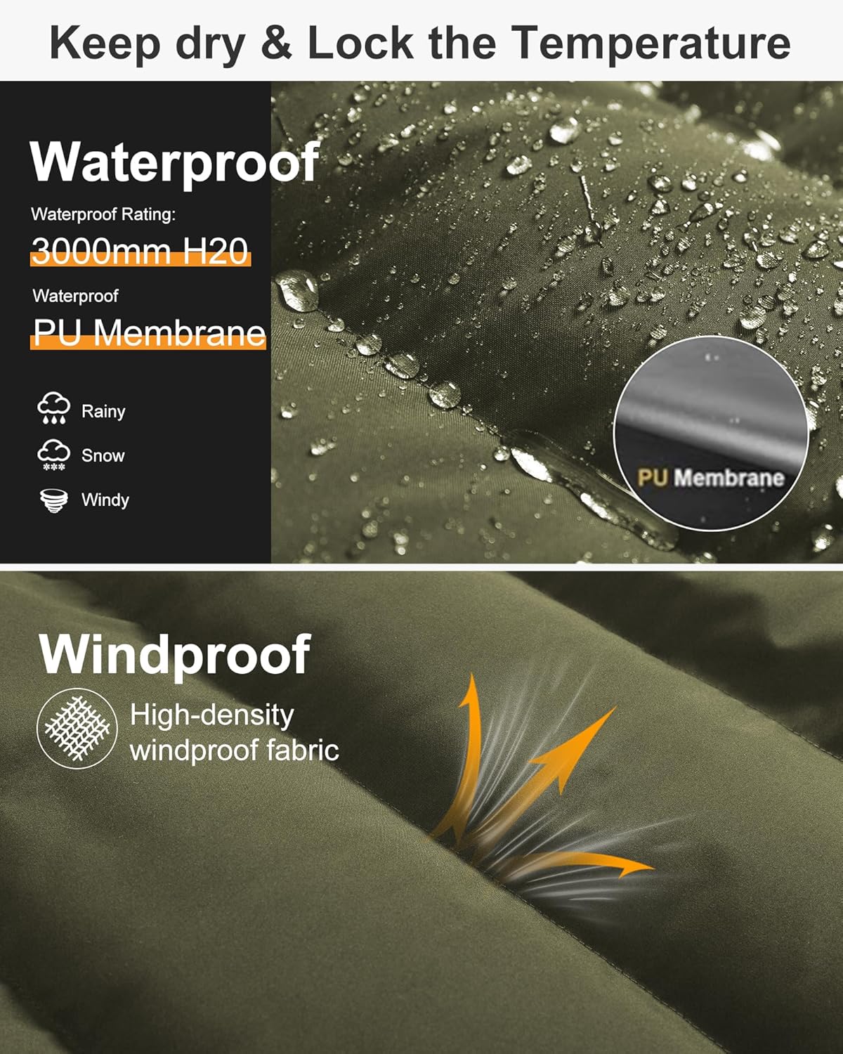 Chrisuno Men's Winter Coat Waterproof Warm Puffer Jacket Quilted Insulated Bubble Jackets with Hood - Image 4