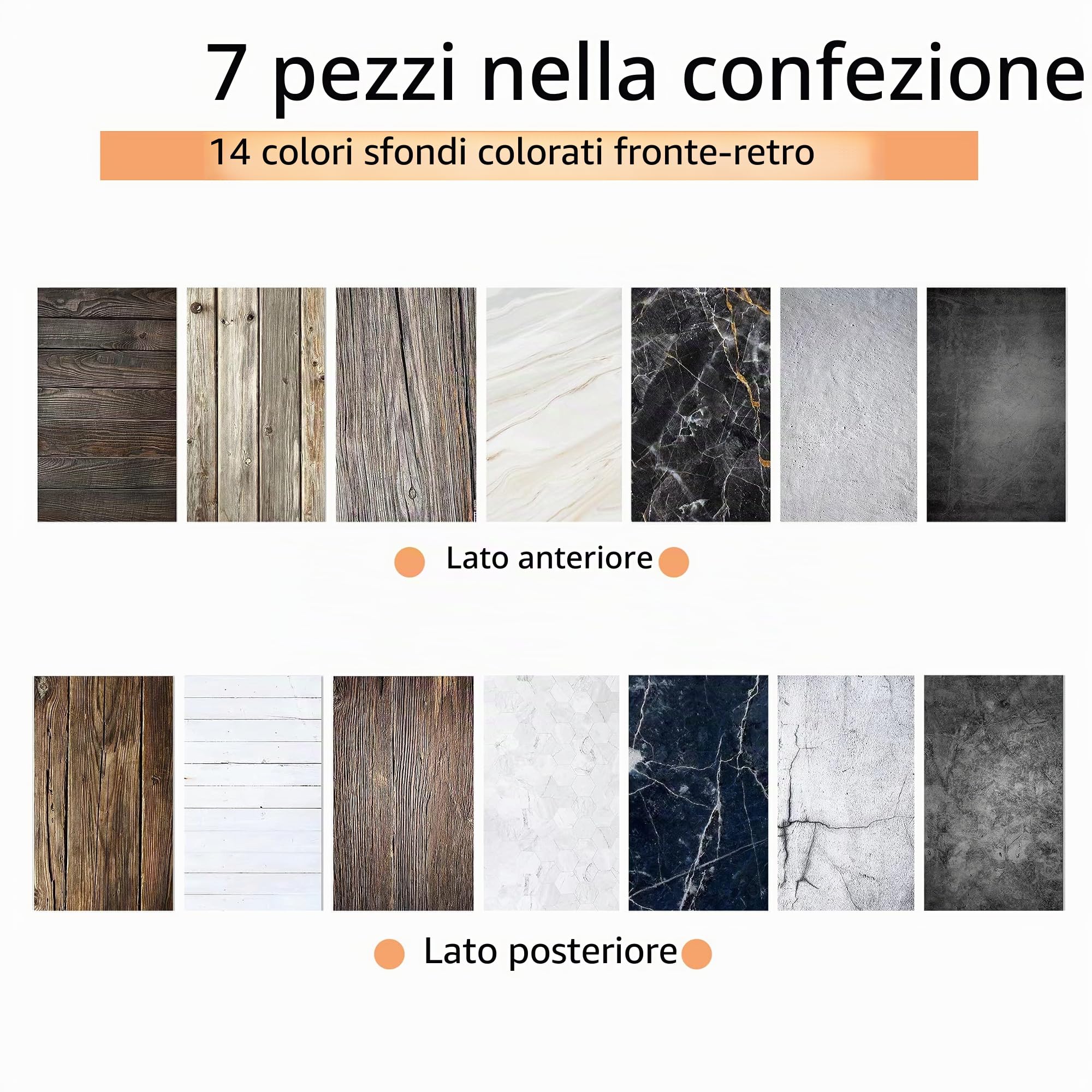7PCS 14Patterns Fotografia sfondo carta con supporto, 86,4 x 58,4 cm foto bifacciali da tavolo puntelli per alimenti gioielli cosmetici trucco