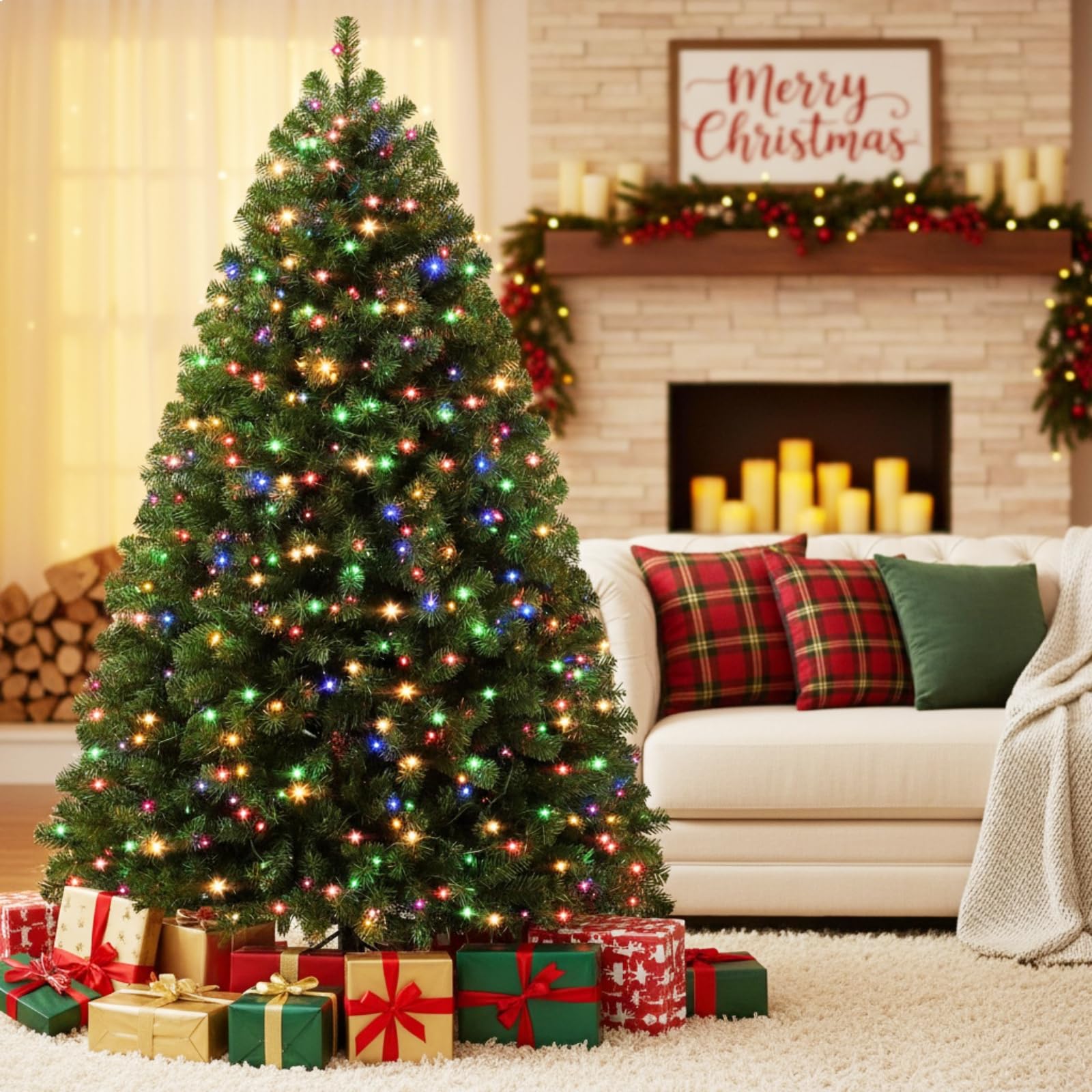 sapin de noël artificiel 180cm led rgb