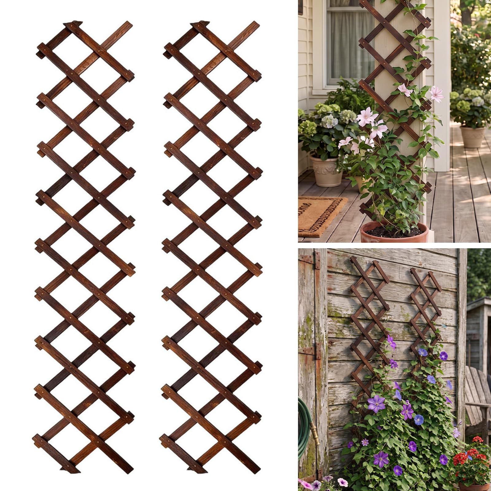 2Pcs Expandable Garden Trellis, 13"x68" Trellis for Climbing Plants Outdoor