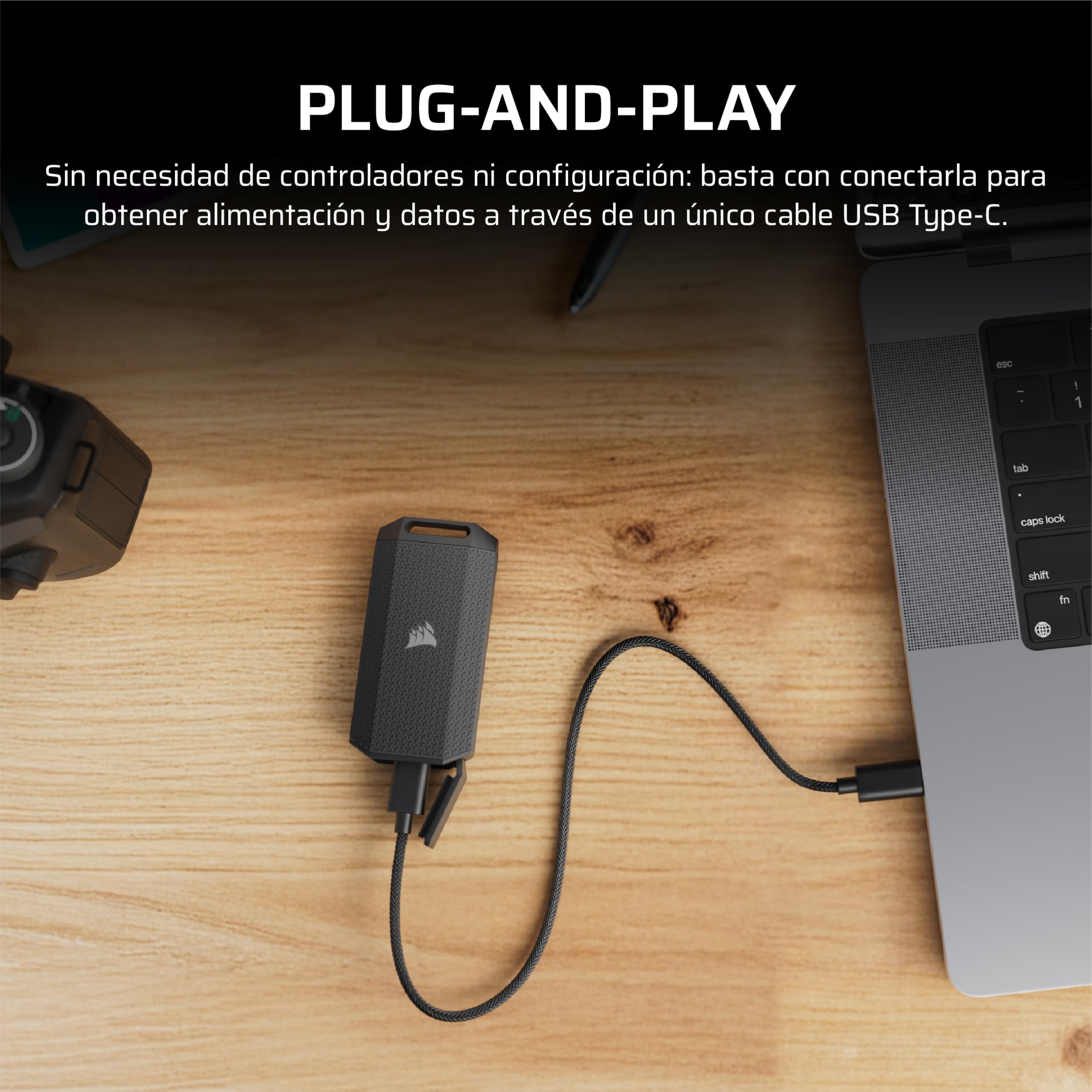 Corsair EX400U Survivor 1TB USB4 SSD Externa – hasta 4000 MB/s, Unidad Resistente IP55, Plug & Play para PC, Mac y iPad – Negro