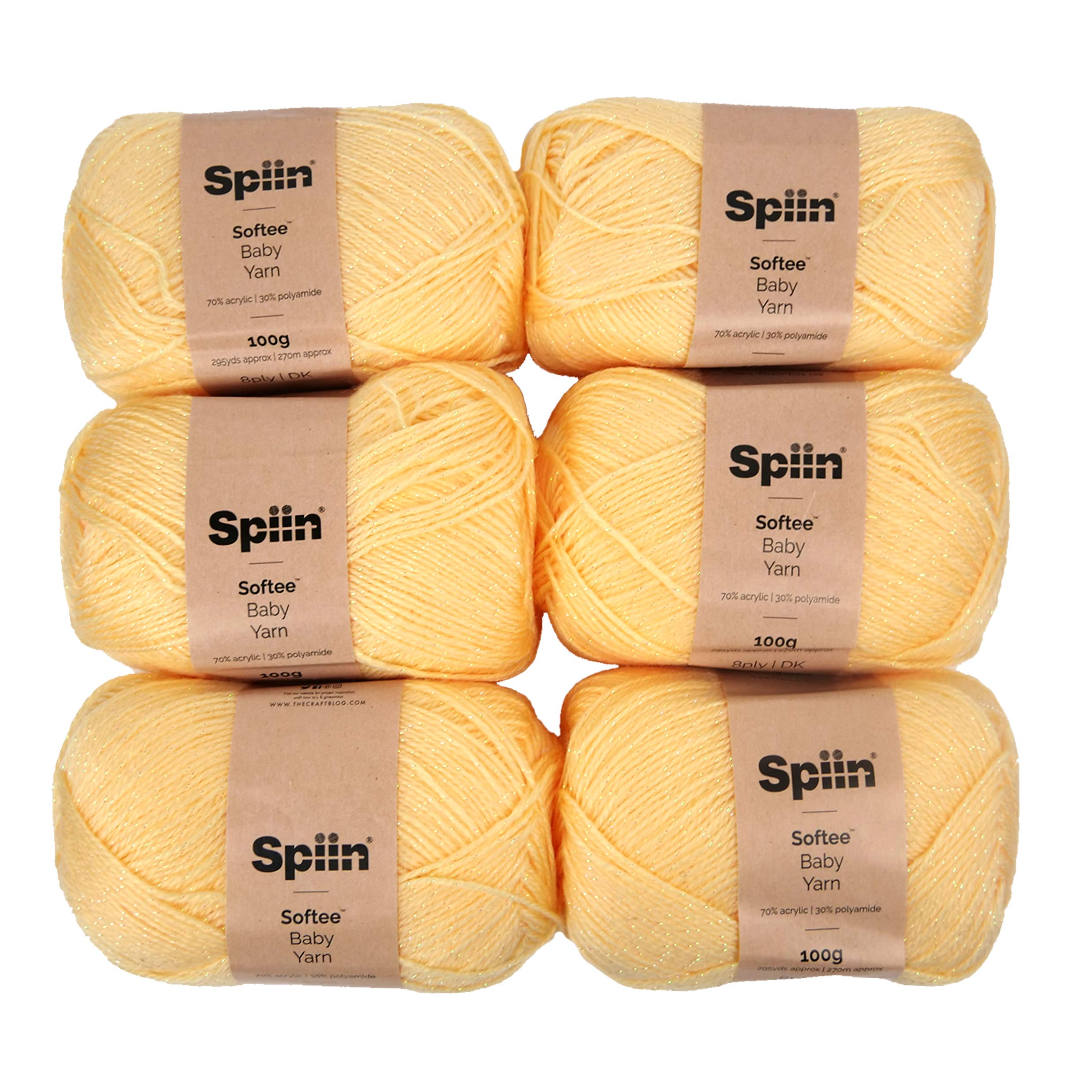Spiin Yellow Softee Baby Yarn Lemon-X6 100G Skeins,