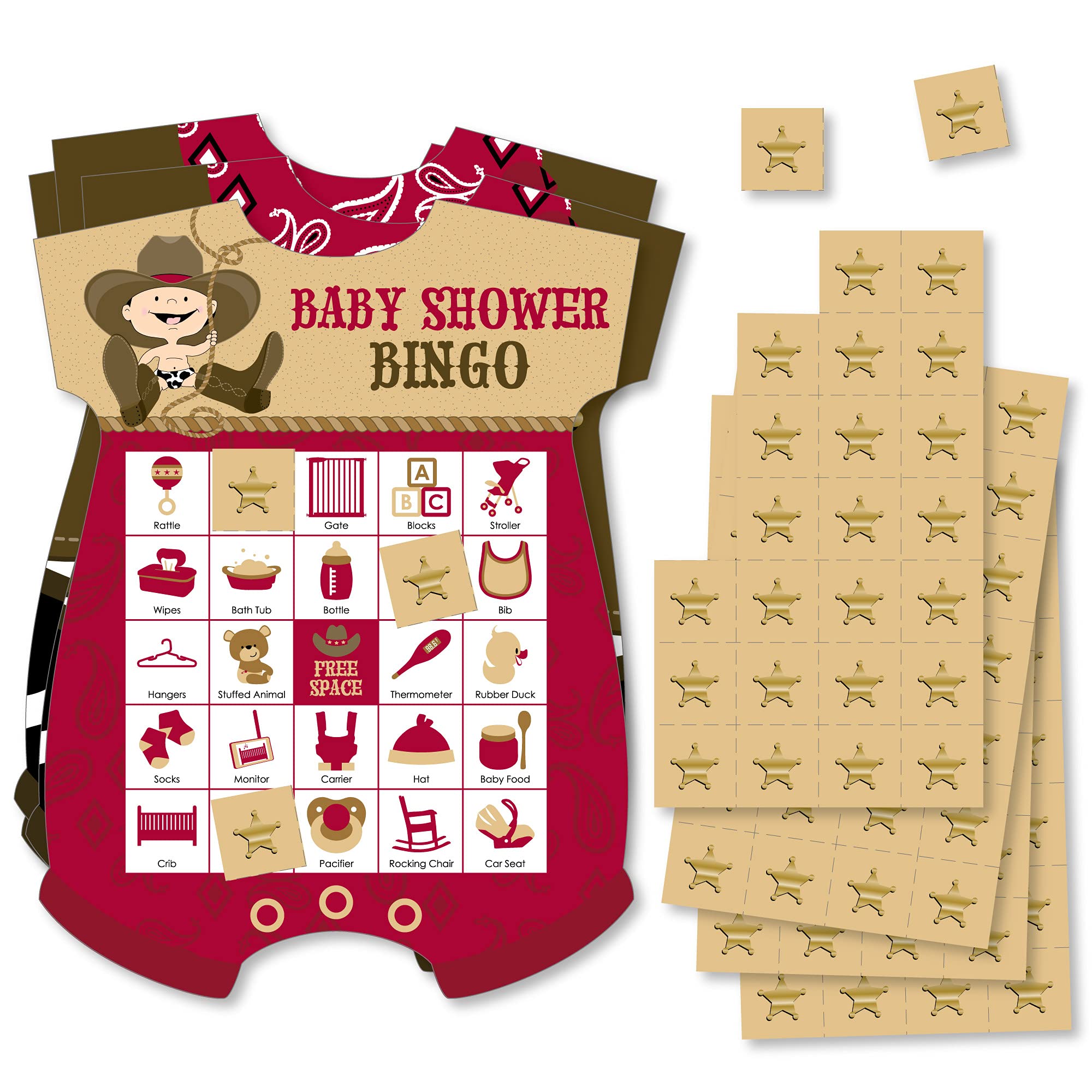 Amazon.com: Big Dot of Happiness Little Cowboy - Picture Bingo Cards and  Markers - Western Baby Shower Shaped Bingo Game - Set of 18 : Home & Kitchen