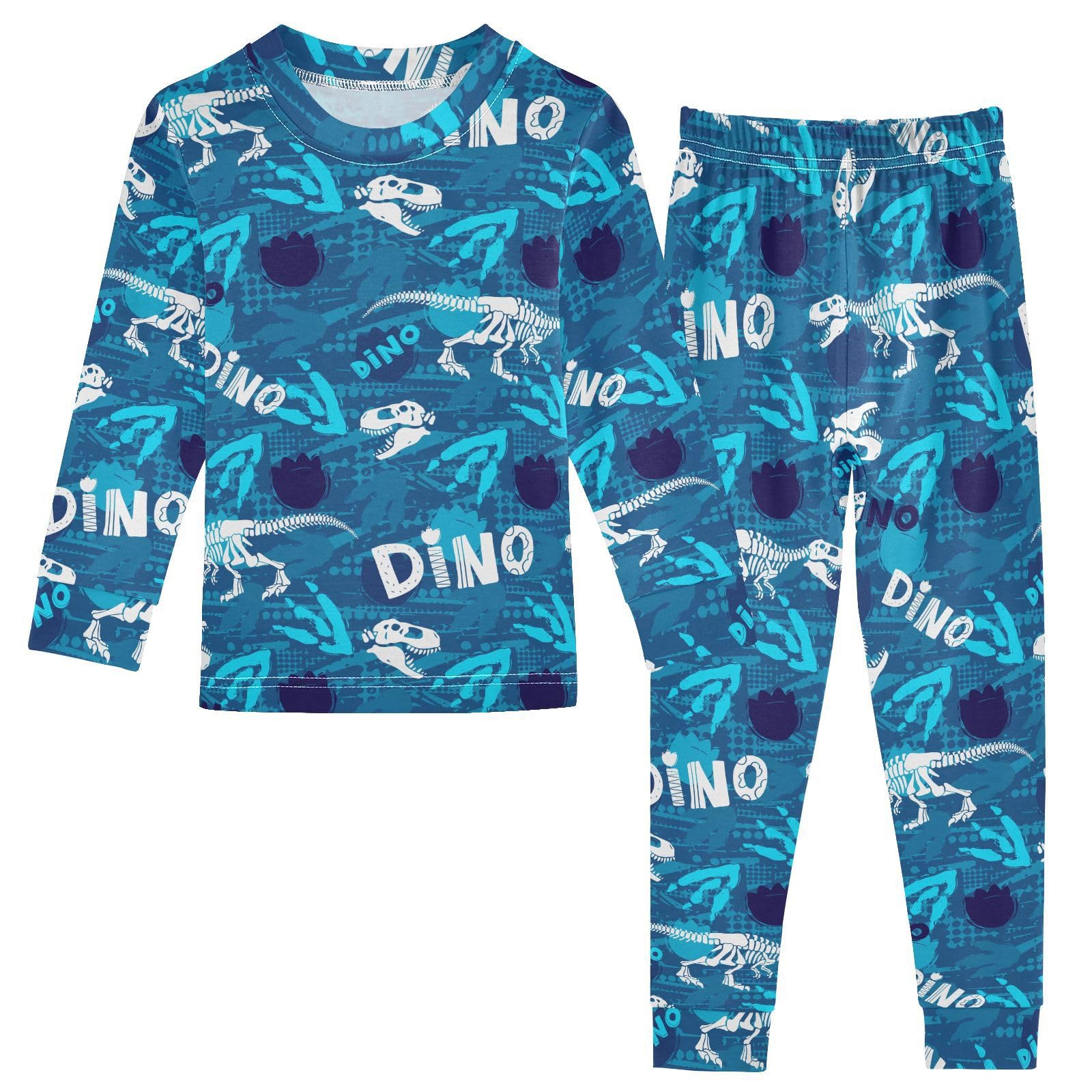 JHKKU Dinosaur Pajamas Set Cotton 2 Piece Soft Comfy Pjs Long Sleeve Lounge Sleepwear 24M