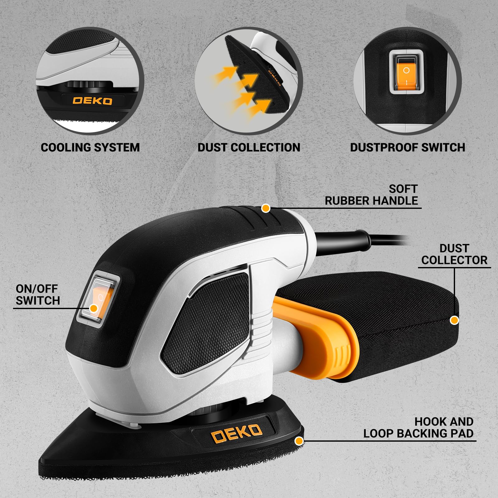 DEKOPRO Detail Sander - Smooth Finishes & Tight Spaces -5