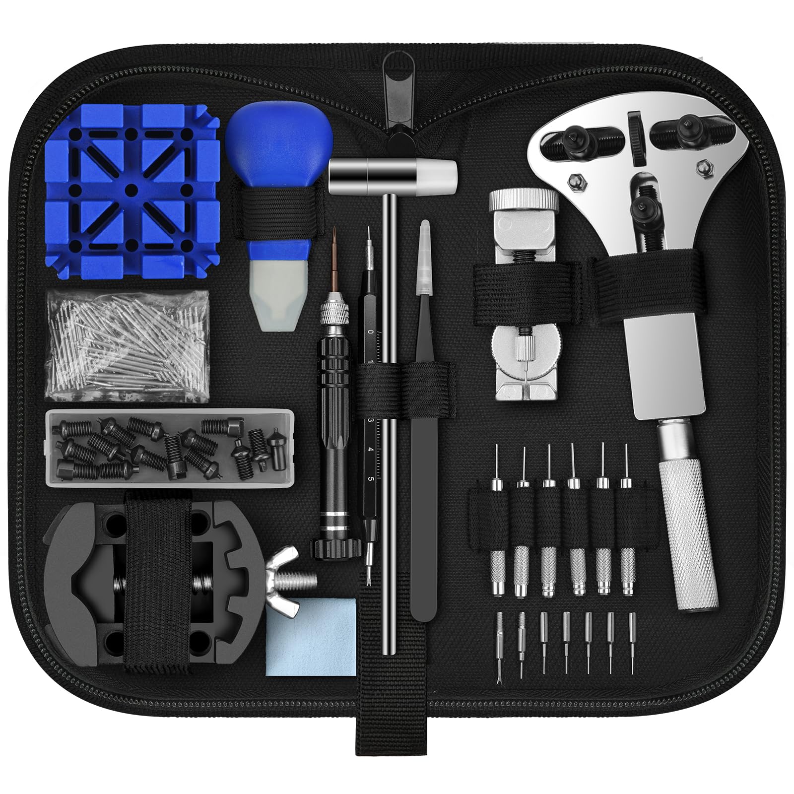 190PCS Watch Repair Tool Kit,【Combination Version】Professional Watch Tool Set for Watch Link and Back Removal, Watch Strap Adjustment, Battery Replacement, Watch Case Opener with Carrying Case