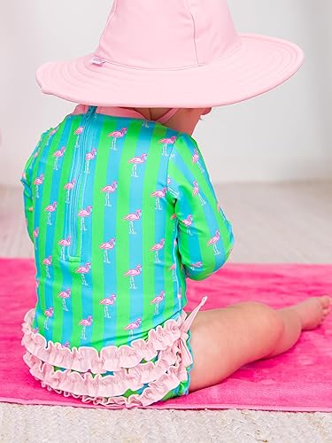Miniatura 4 de RuffleButts - Traje de baño de manga larga, de una pieza, para bebéniñas, con protección solar UPF 50+