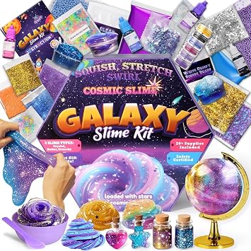 Galaxy Slime Kit for Girls Globe Magic Portion Kit Clear Crystal Butter Glow in the Dark Slime Making Kit Christmas Birthday Party Favors Toys Kids Girls Boys 7 8 9 10 11 12