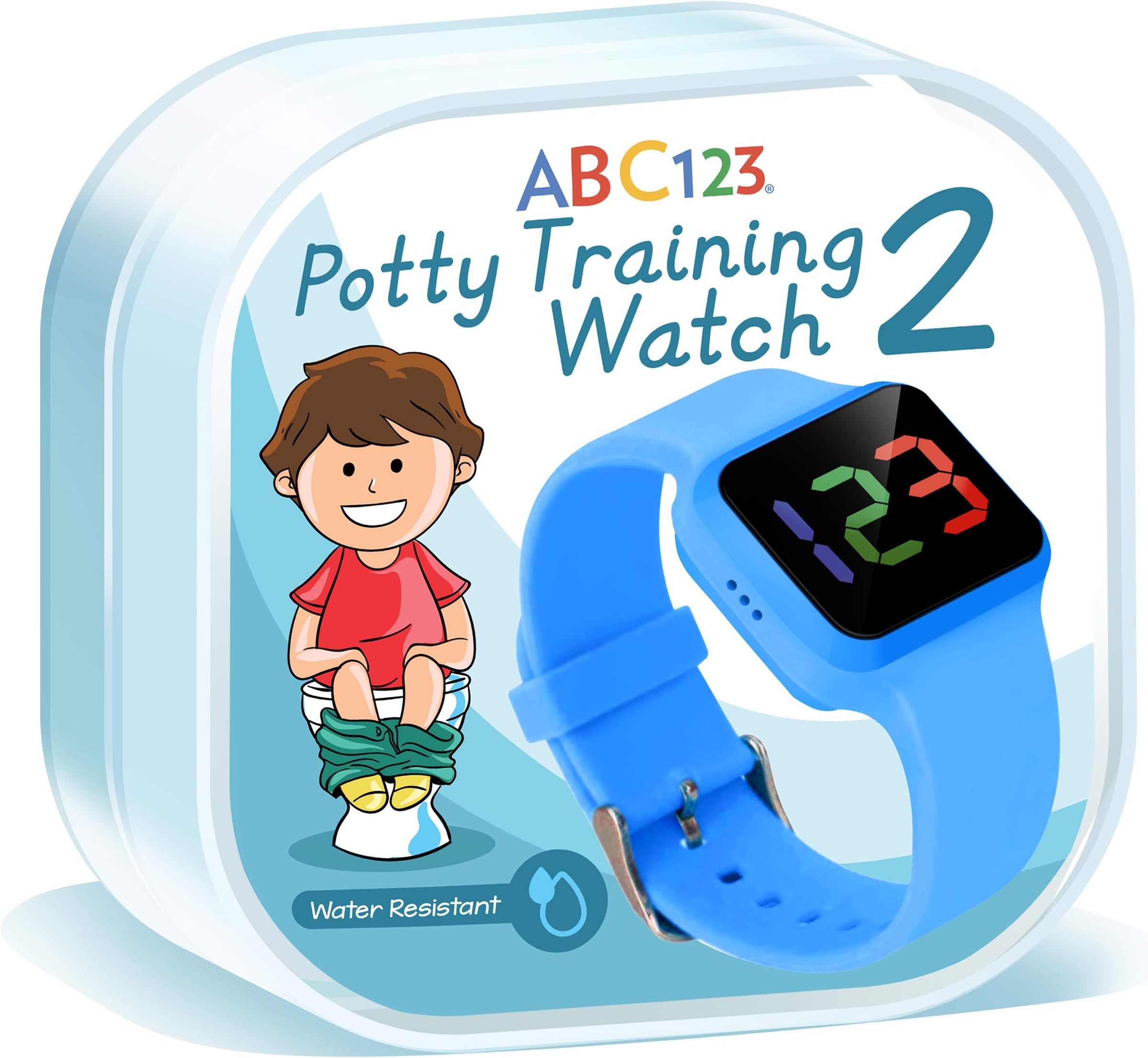 ABC123 Potty Training Watch 2- Baby Reminder Water Resistant Timer for Toilet Training Kids & Toddler (Blue)