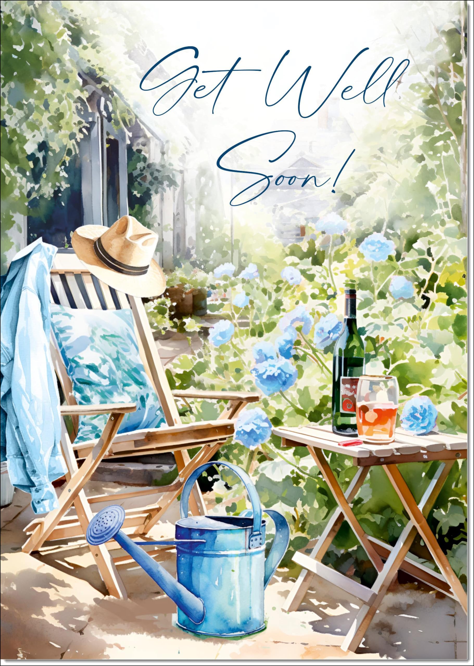 doodlecards Get Well Card Relax in the Garden Large A4 Size with Plain Envelope