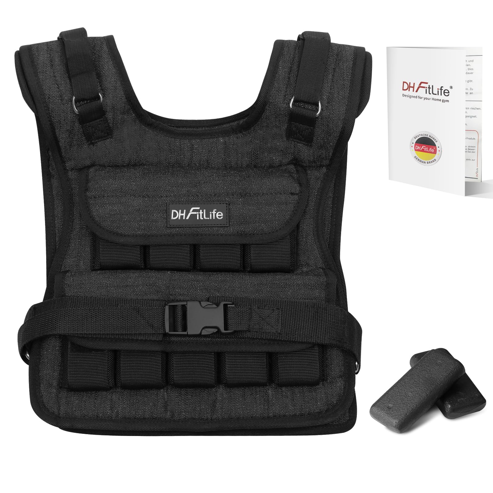 DH FitLife Adjustable Weighted Vest 10kg for Men & Women, Compact & Stable Weight Vest with Reflective Strip for Running, Walking, Strength Training, Calisthenics and Home Gym Workouts