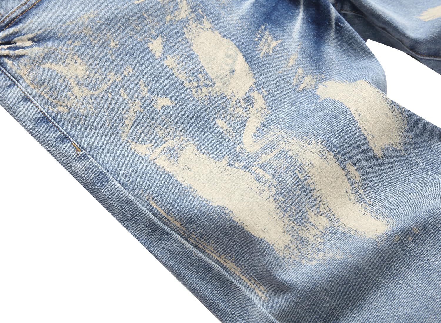 Men's Ripped Straight Leg Jeans, Black, Slim Fit, Regular Length, Distressed Design - Image 4