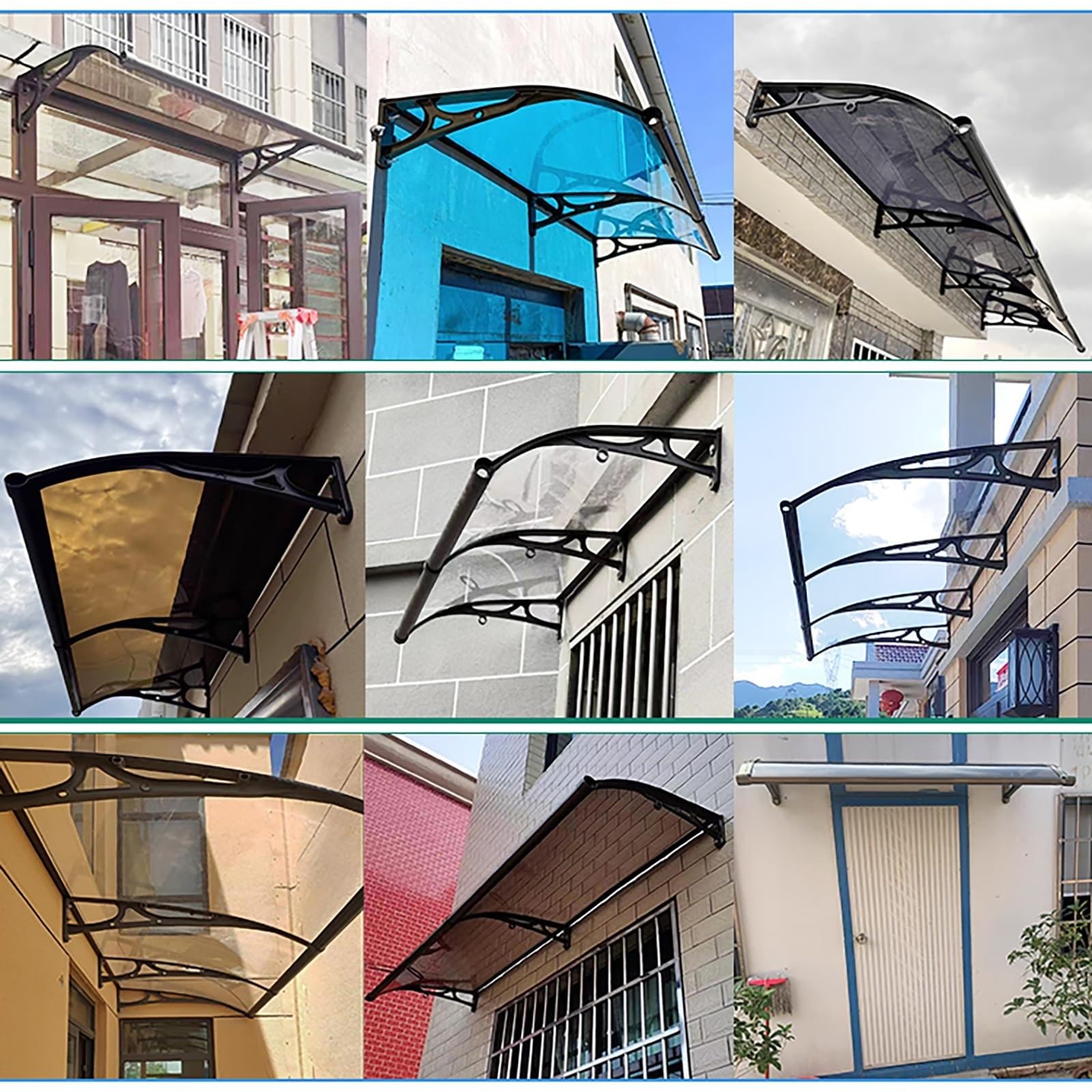 Markiza zewnętrzna - zadaszenie baldachimu, 100 x 120 cm, brązowy pokrowiec z poliwęglanu na patio i werandę, ochrona przed warunkami atmosferycznymi, osłona przed deszczem i śniegiem, stylowa markiza