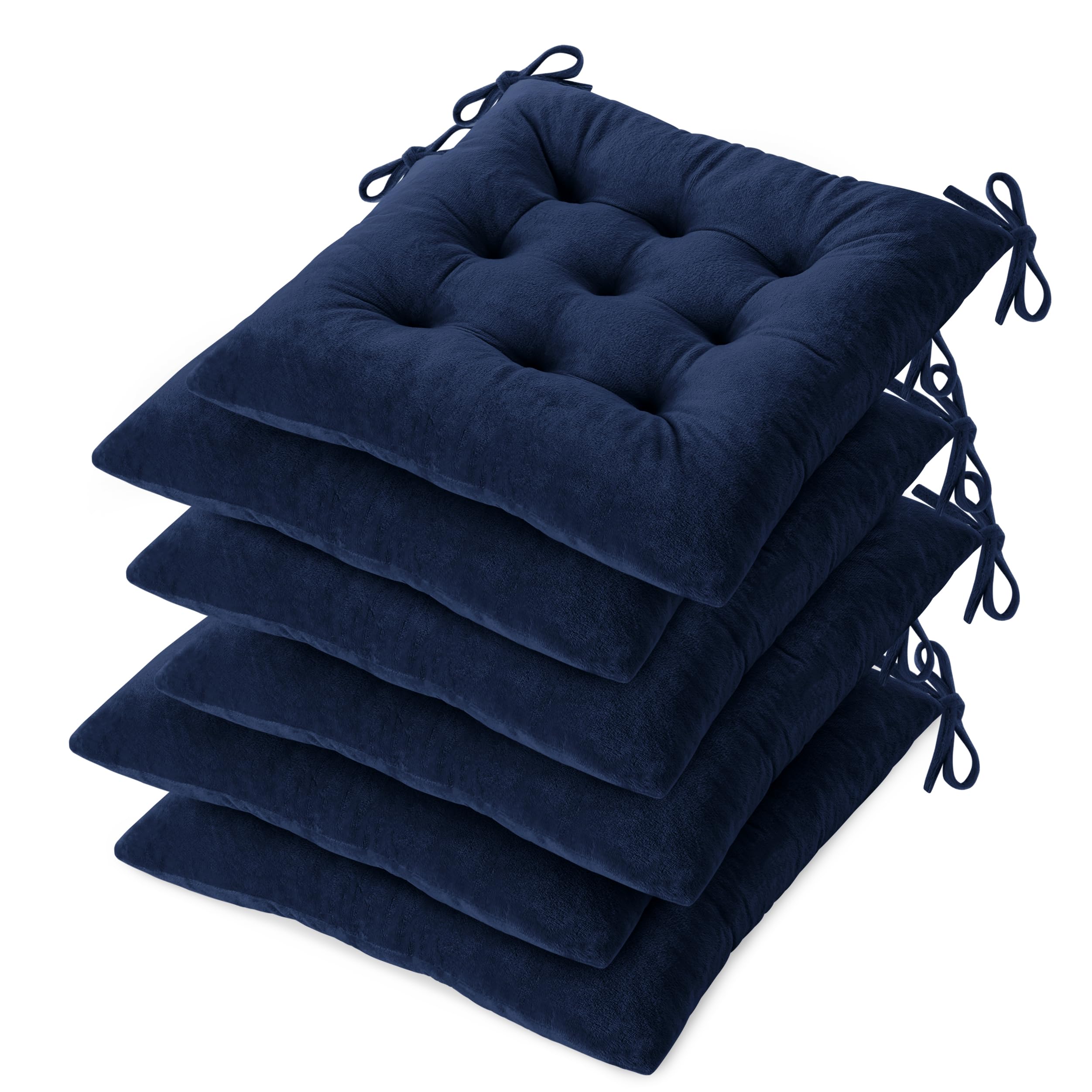 OVOV Kitchen Chair Cushions Set of 6 for Dining Room 15.5"x15.5" Navy