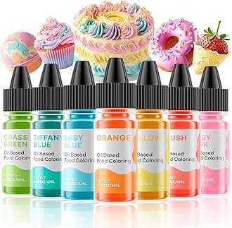 Cherrysea Oil Based Food Coloring for Chocolate Macaron Oil Edible Food Dye Set for Halloween Baking Royal Icing Cookie Supplies Gluten Free 7x6ml Food Grade Food Color Kit, 0.25 Fl. Oz/Bottles