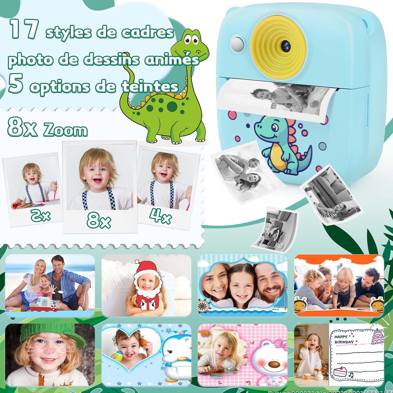 Dhapy Photo Instantané Enfant, 48 MP Appareil Photo Enfant avec Papier d'impression Et Carte TF 32 Go, 1080P Appareil Photo Enfant Instantanée, Cadeau pour Garçons Et Filles De 3 4 5 6 7 8 9 Ans Bleu
