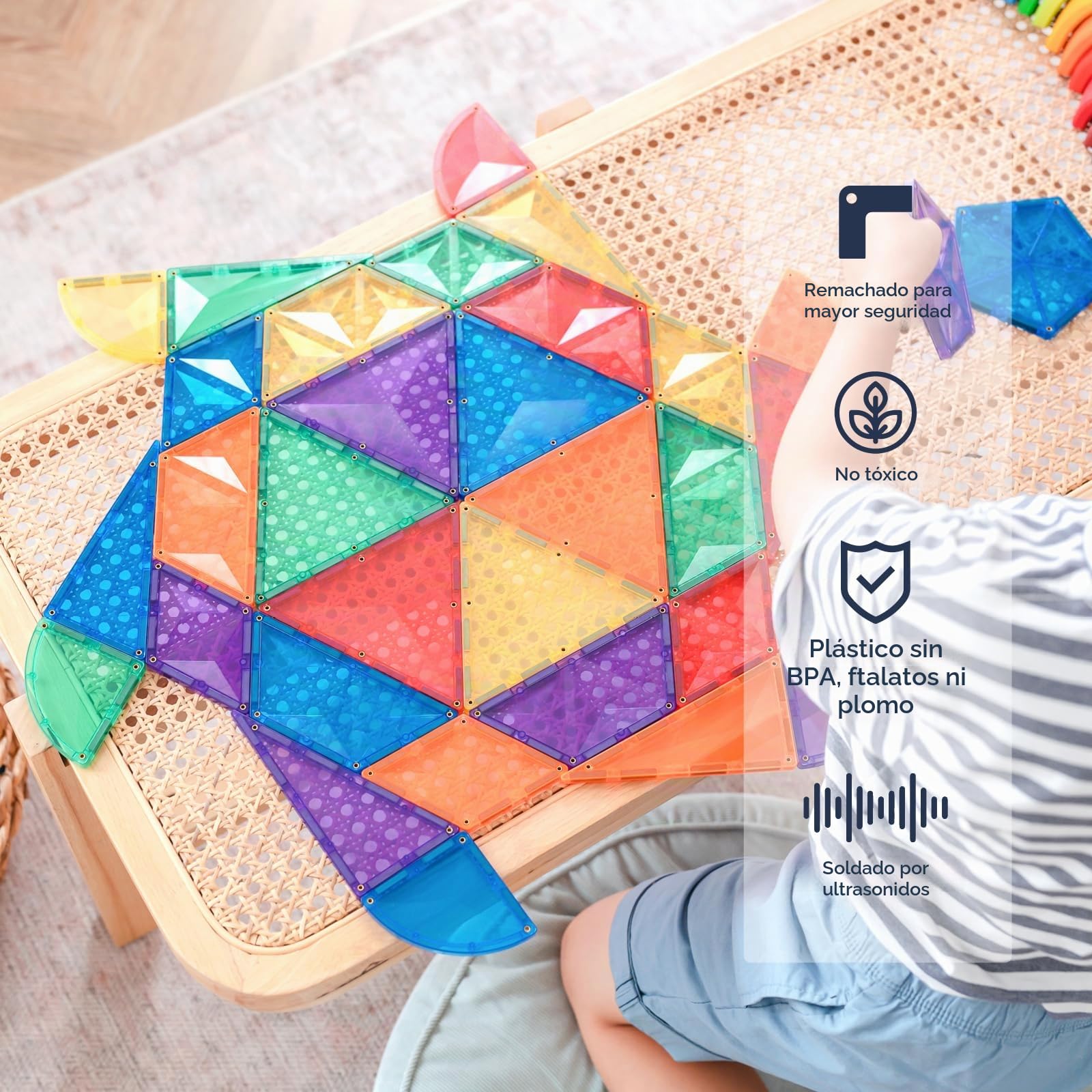 CONNETIX Azulejos Magnéticos Arcoíris Paquete Expansión Formas, 36 Piezas