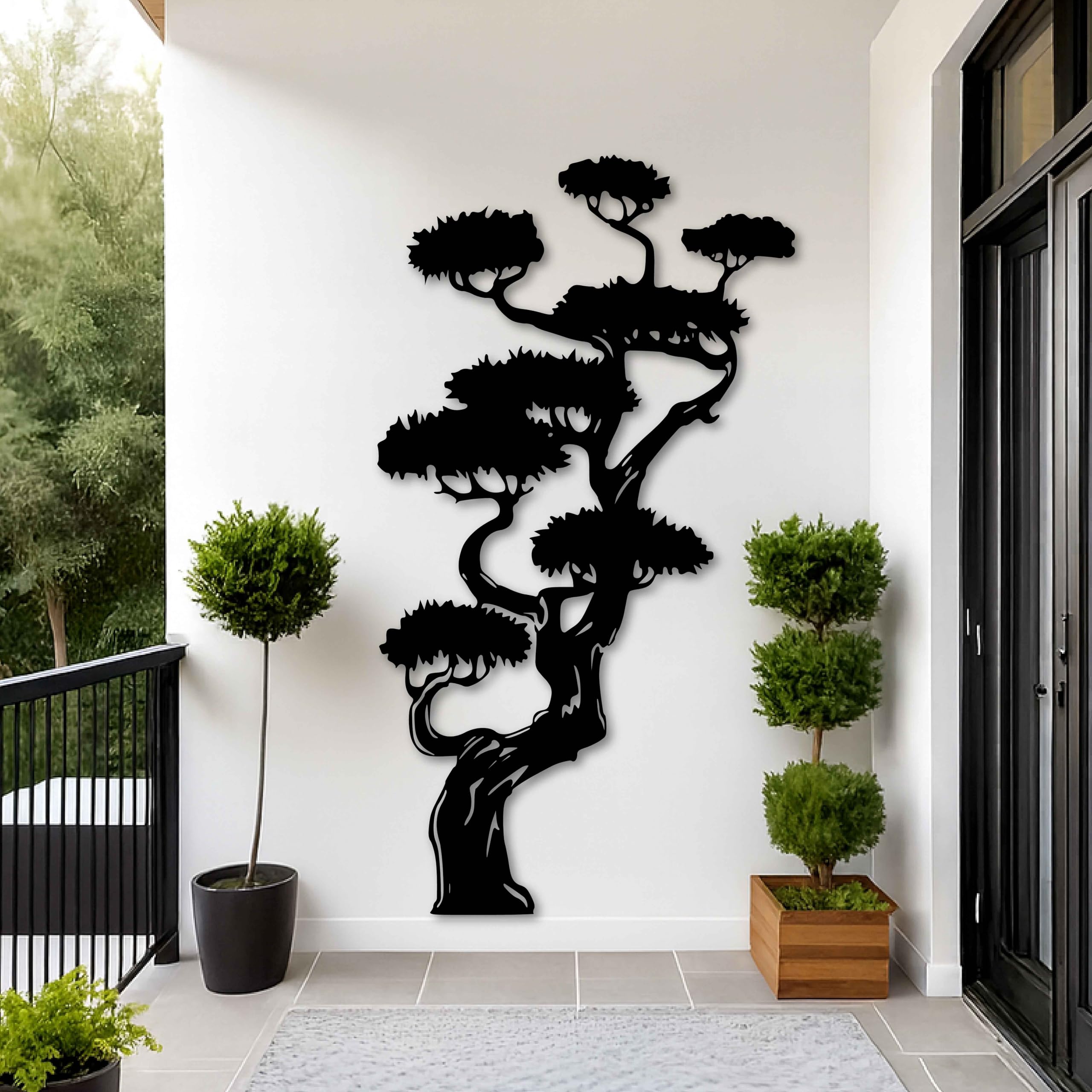 KAWA METALWORKS Extra großer Baum aus Metall, Wanddekoration, Bonsai-Baum, Metall-Wandkunst für drinnen und draußen, Einweihungsgeschenk für Naturliebhaber, Bauernhaus – Hütte Wandkunst