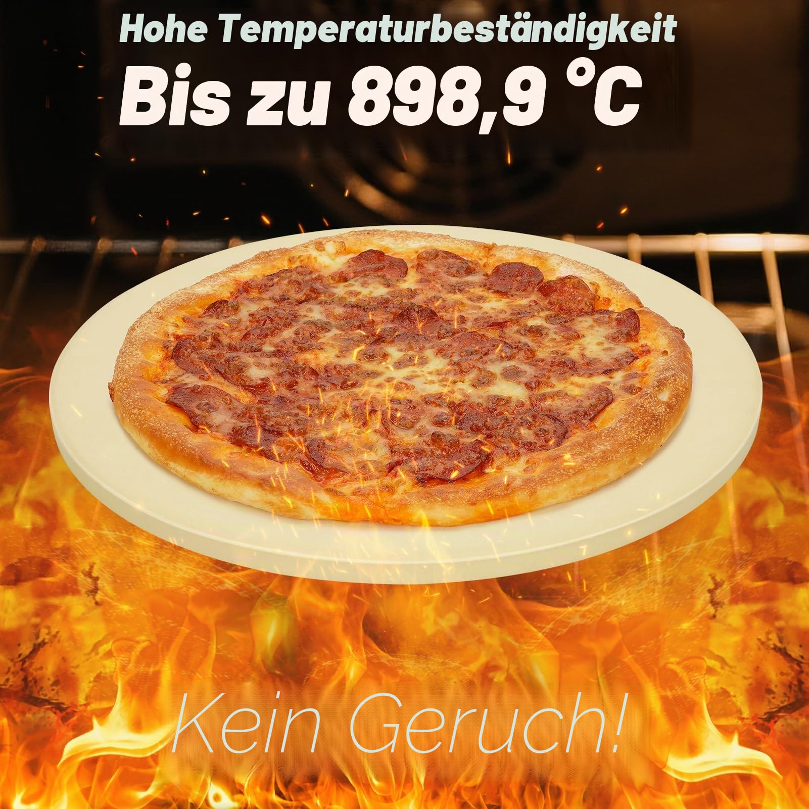 Runder Pizzastein für Grill und Backofen - 40,6 cm großer Backstein, robuster Cordierit-Pizzastein für Brot, Kekse, thermisch schockresistenter Grillen, Kochstein für die Herstellung von