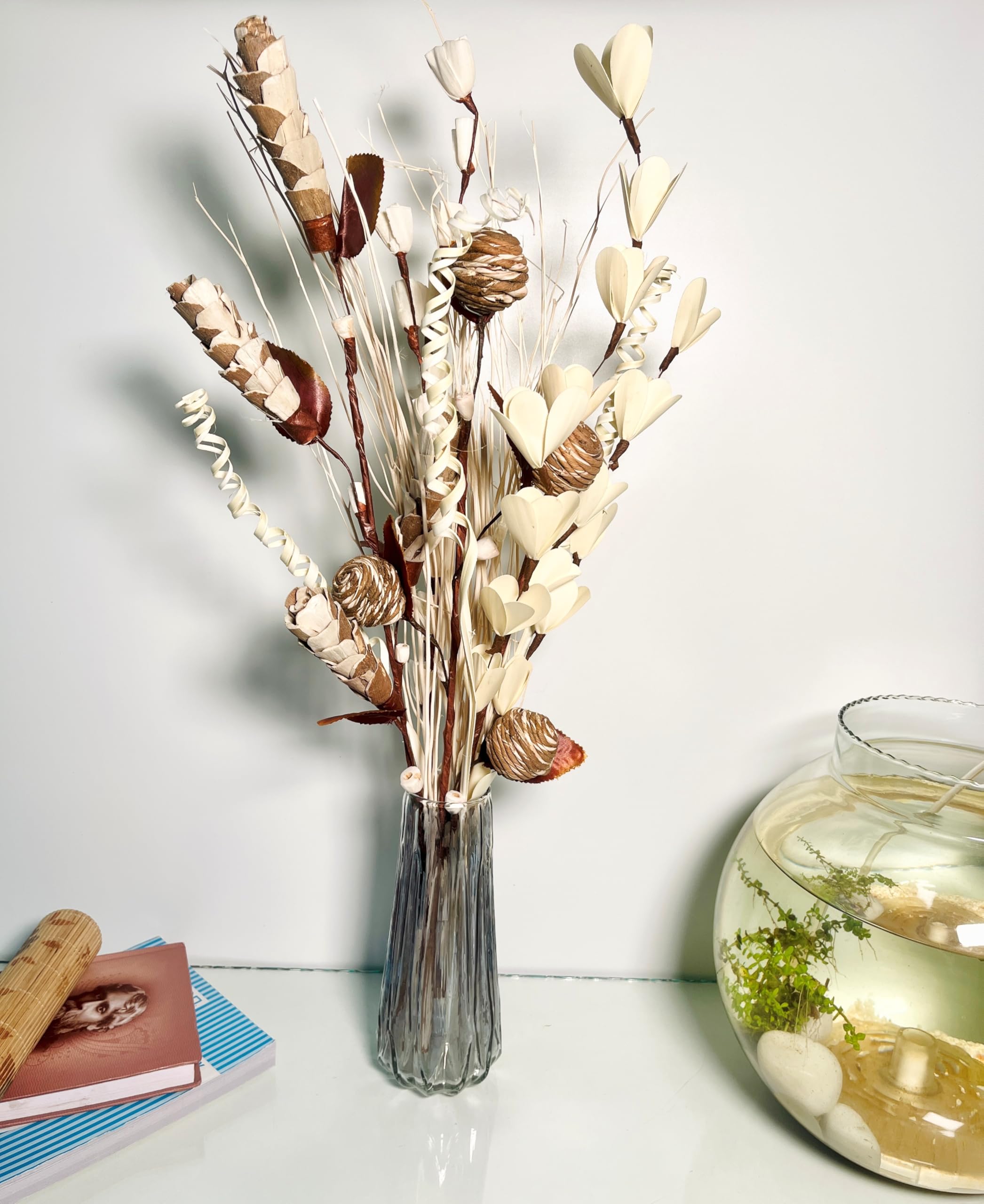 Natural Dried Flower Bunch with White Vase Filler | Flowers for Arts and Crafts, Offices, Homes, bedrooms, and Tables(Without Vase Pot)-image-24
