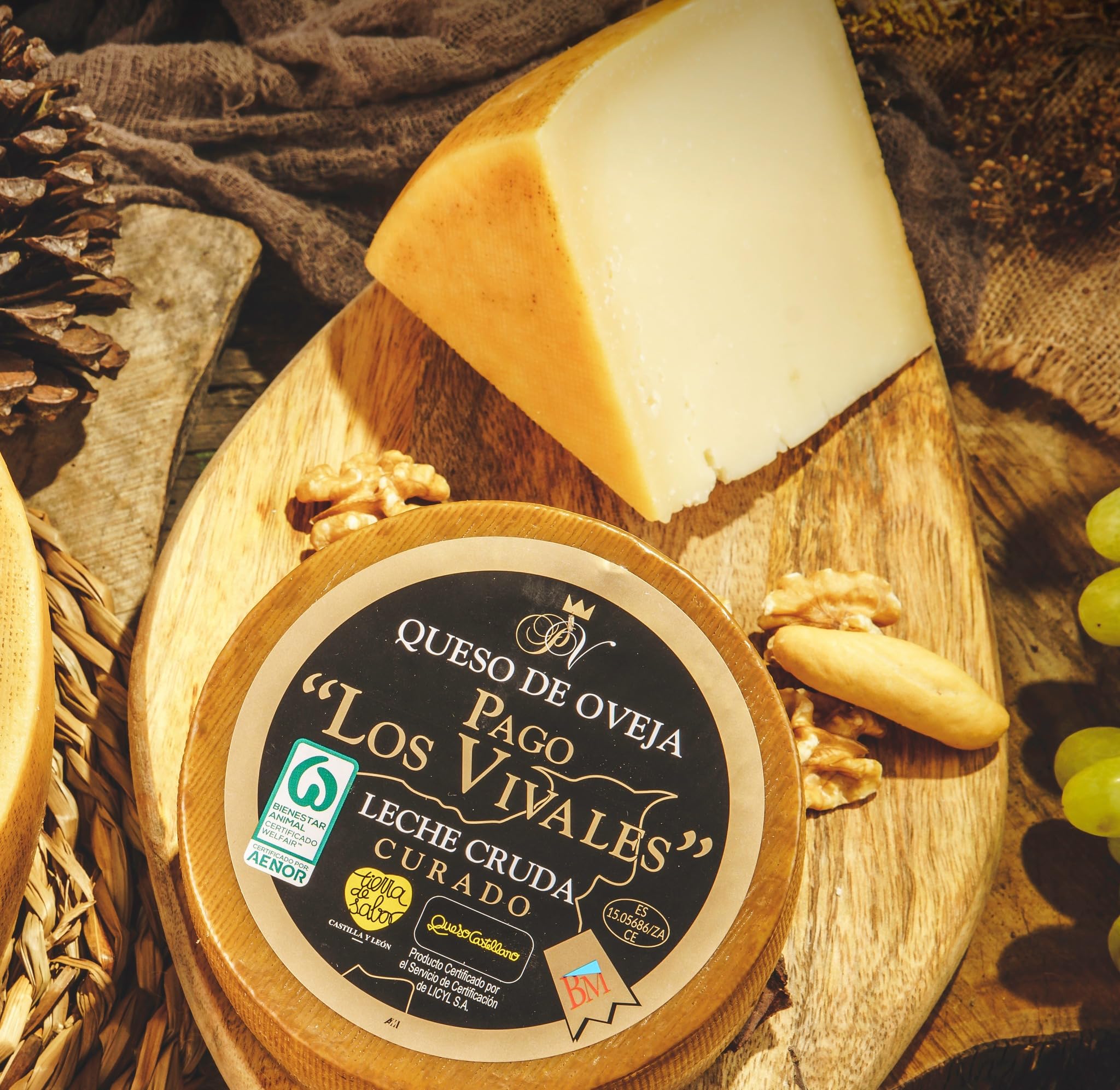 Queso de Oveja Curado Los Vivales – Leche Cruda, 6-8 meses, Pieza 2,7 kg, Medalla Oro World Cheese Awards