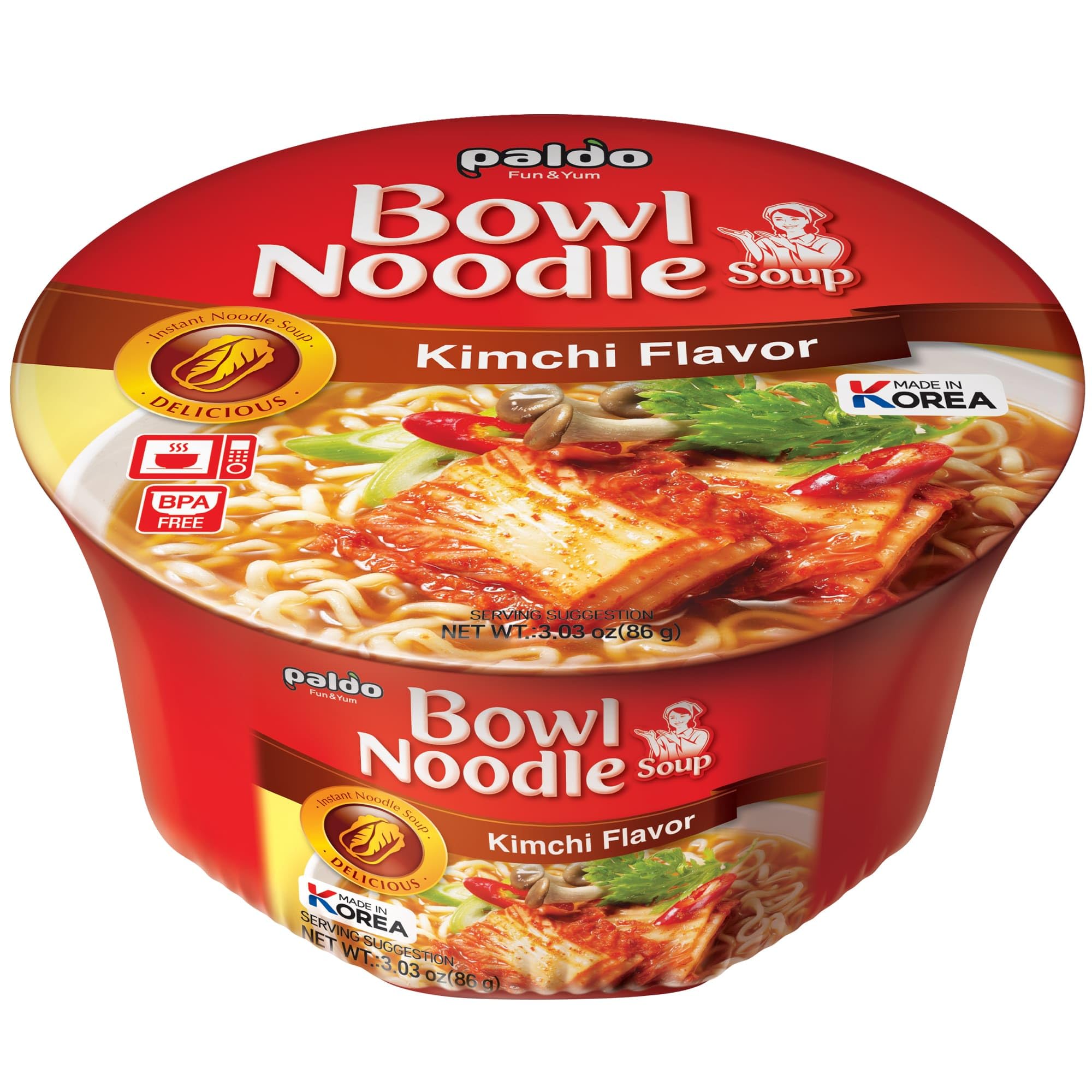 Paldo Kimchi Noodle Soup, 3.03oz Cup (Pack of 12)