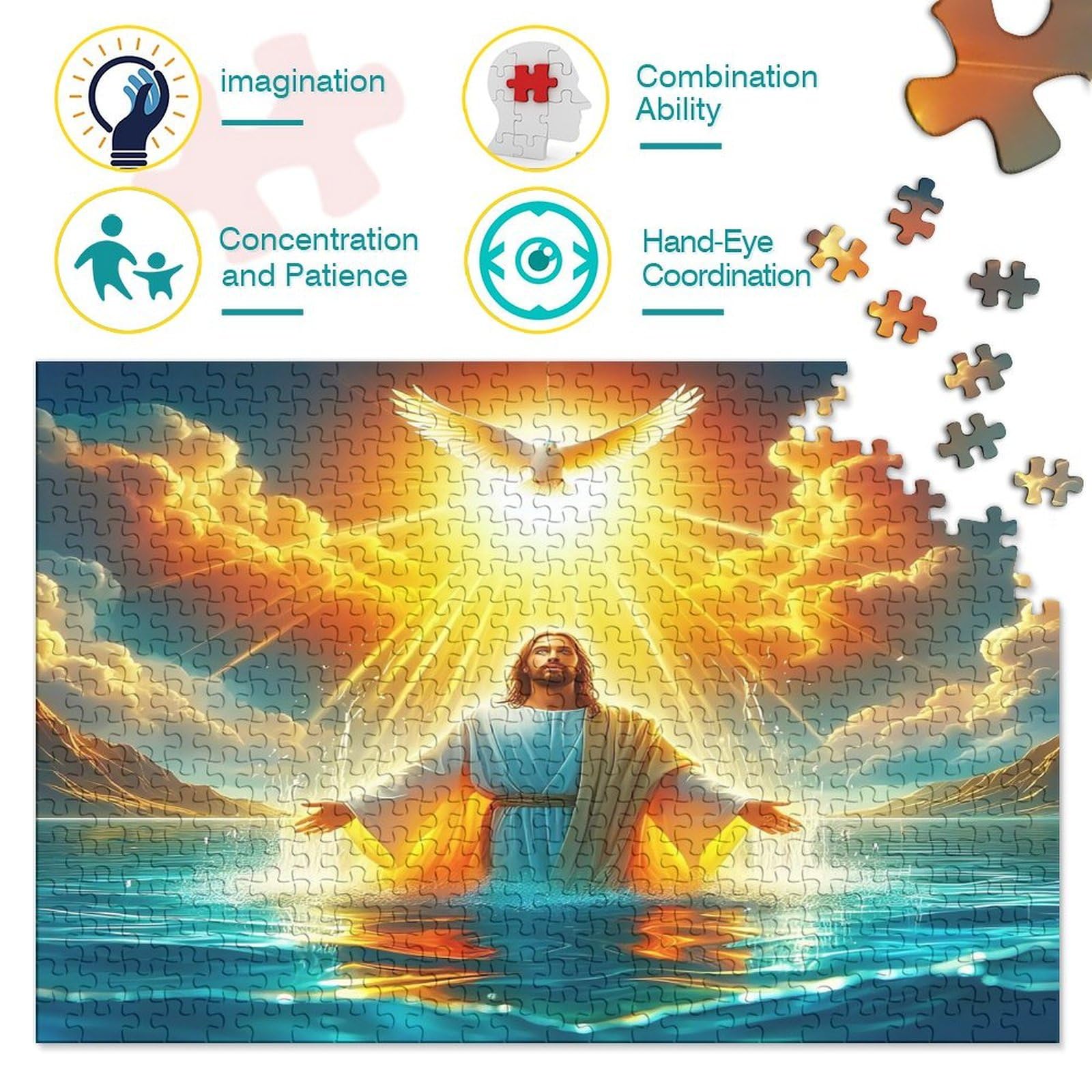 Jesus Religion Puzzle Impossible 1000 sztuk dekoracji domu. Relaks i inteligencja dla dorosłych i dzieci od 12 lat 70 x 50 cm / 1000 sztuk