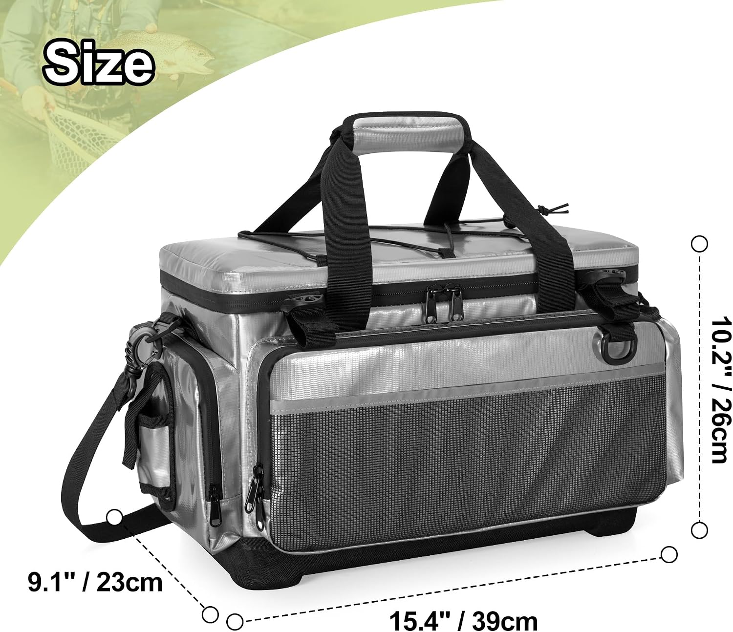 Rexmica Fishing Tackle Bag with Hard Bottom for 3700/3600/3500 Tackle Box, Waterproof Freshwater & Saltwater Fishing Storage Bag, Tackle Box Storage Case with Rod Holder, Pliers Storage