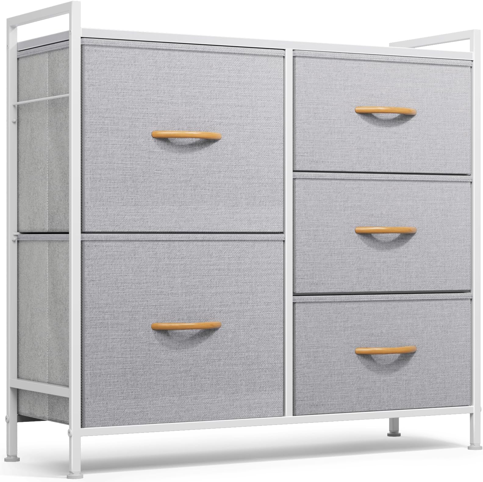ROMOON Dresser for Bedroom, Storage and Organizers for Closet with 5 Drawers, Small Fabric Dresser and Chests of Drawers for Kids Bedroom, Nursery, Living Room, Hallway (Grey)