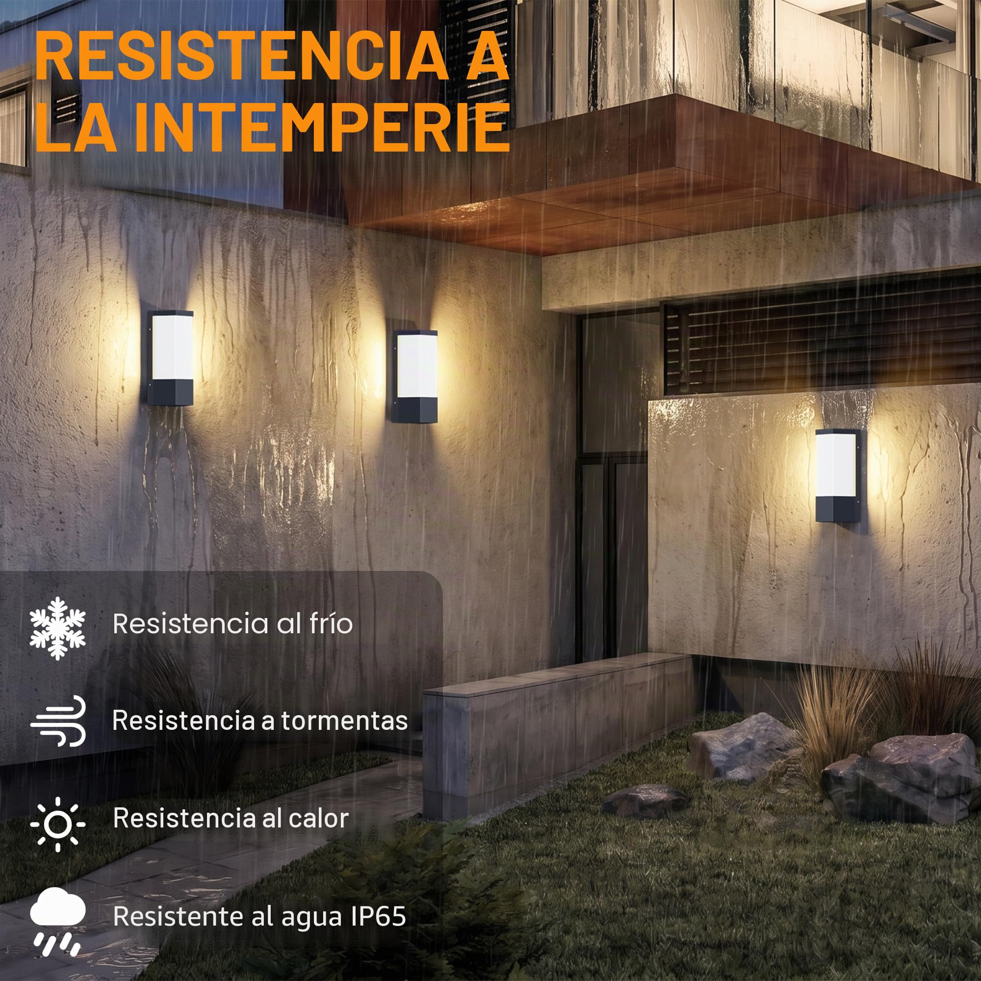 Aipsun 24W Aplique LED para exteriores, 3000K Aplique de pared, IP65 Aplique interior/exterior moderno, Lámpara de pared, Luces de pared para jardín y entrada, Aluminio+PC, 2000LM, Antracita